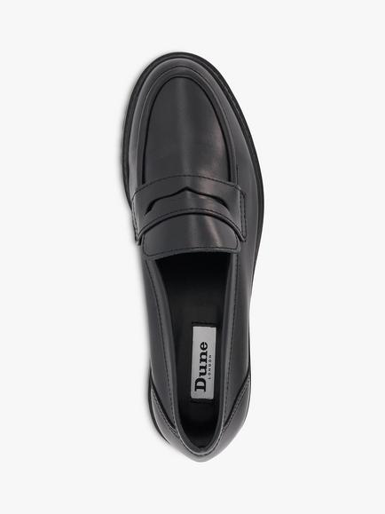 Dune London Wide Fit Gild Leather Loafers, Black - view 2, Black-black Leather