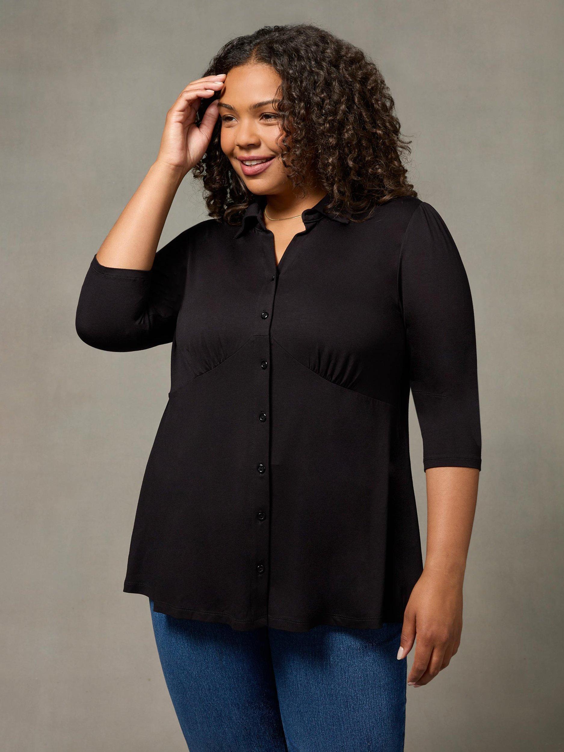 Live Unlimited Curve Black Empire Seam Jersey Shirt, Black