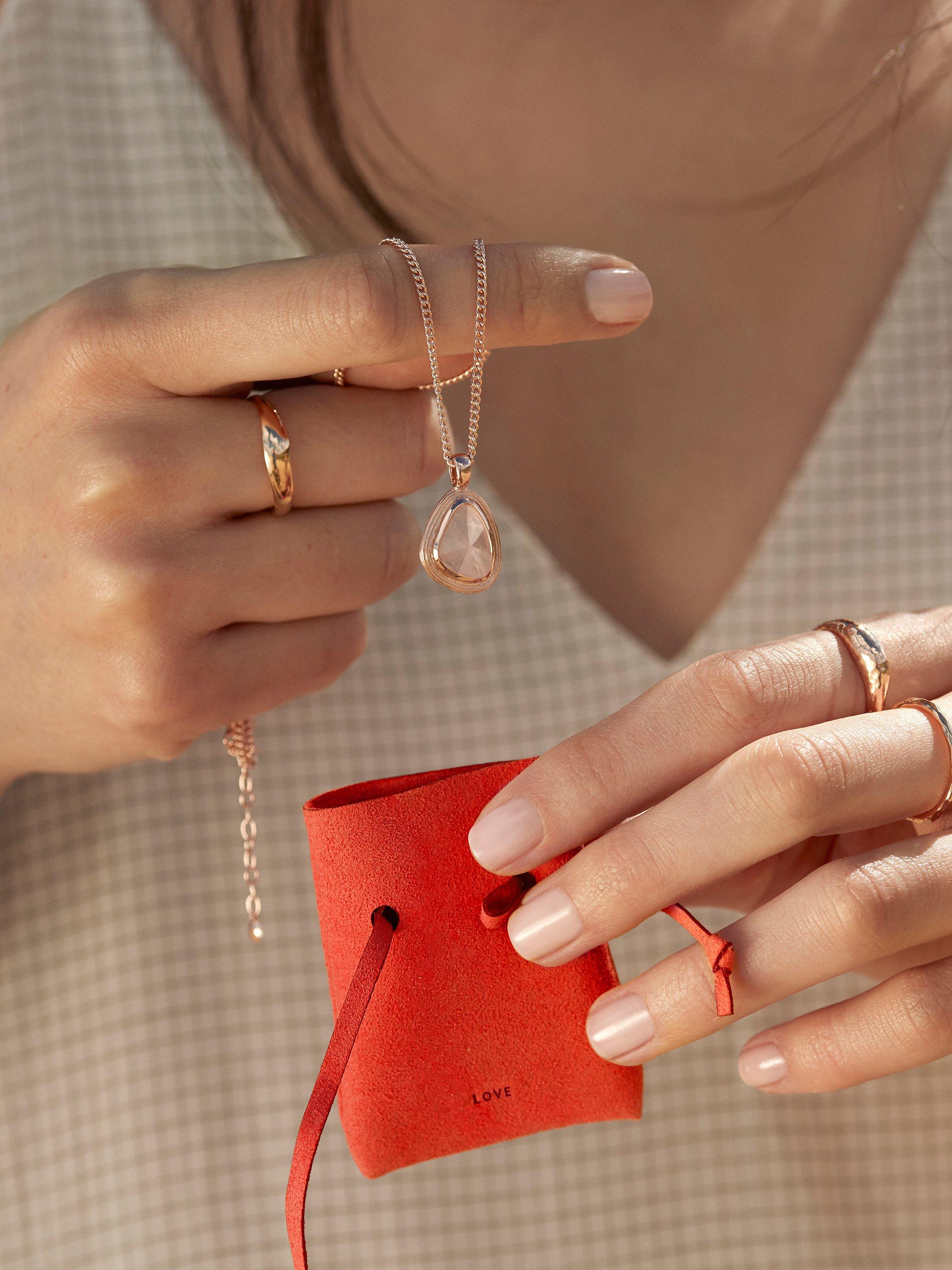 Product image 3 of 4, which shows Monica Vinader Siren Hammered Stacking Ring, Rose Gold, P