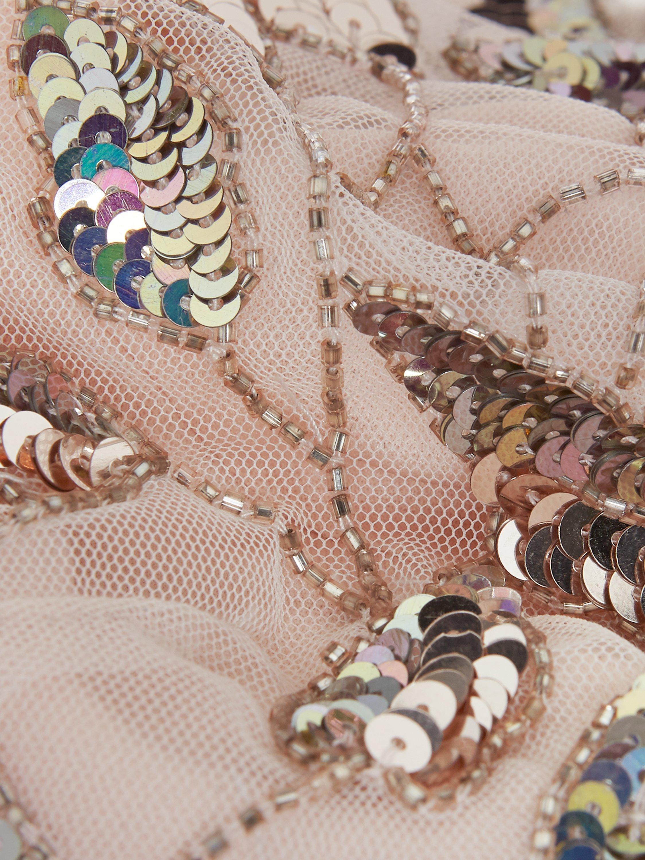 Product image 6 of 9, which shows Phase Eight Hilary Embellished Dress, Mauve, 12