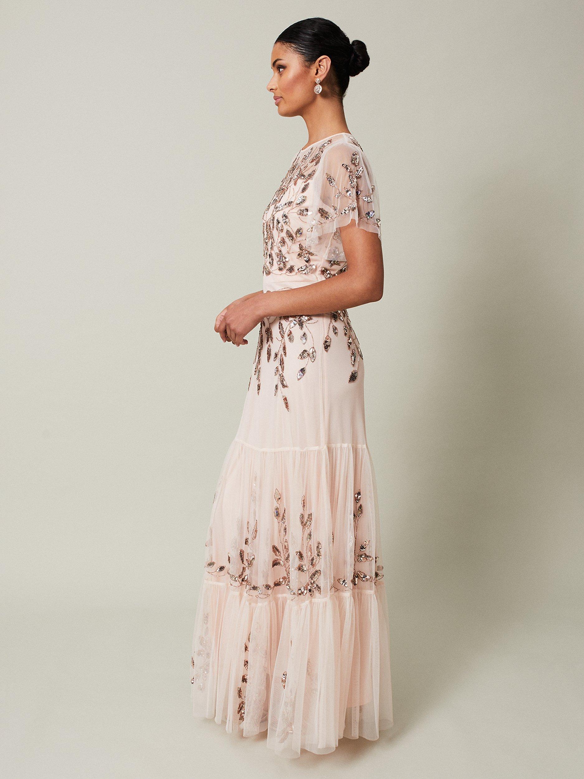 Product image 9 of 9, which shows Phase Eight Hilary Embellished Dress, Mauve, 12