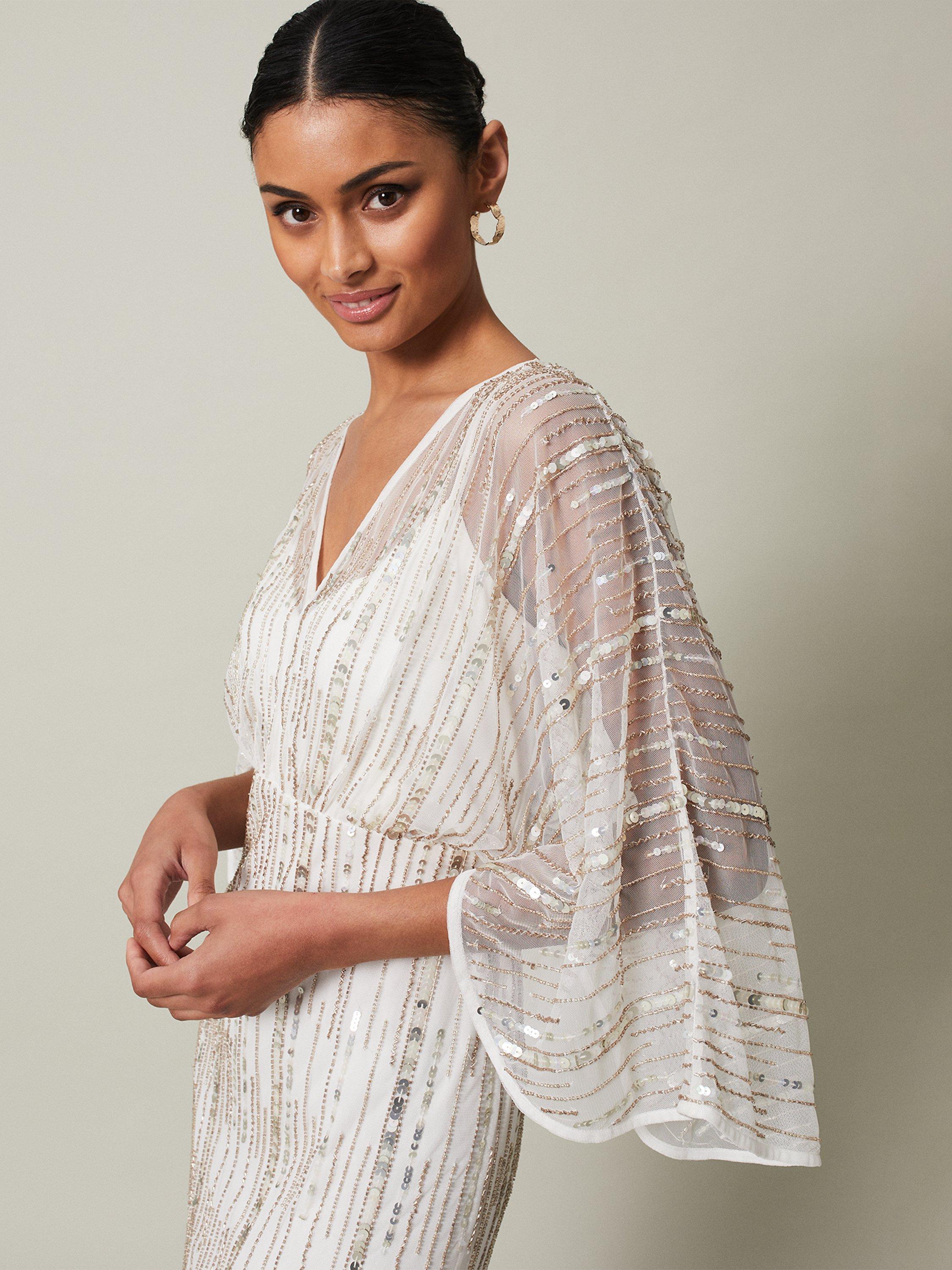 Phase Eight Melanie Embellished Dress, Ivory, 8