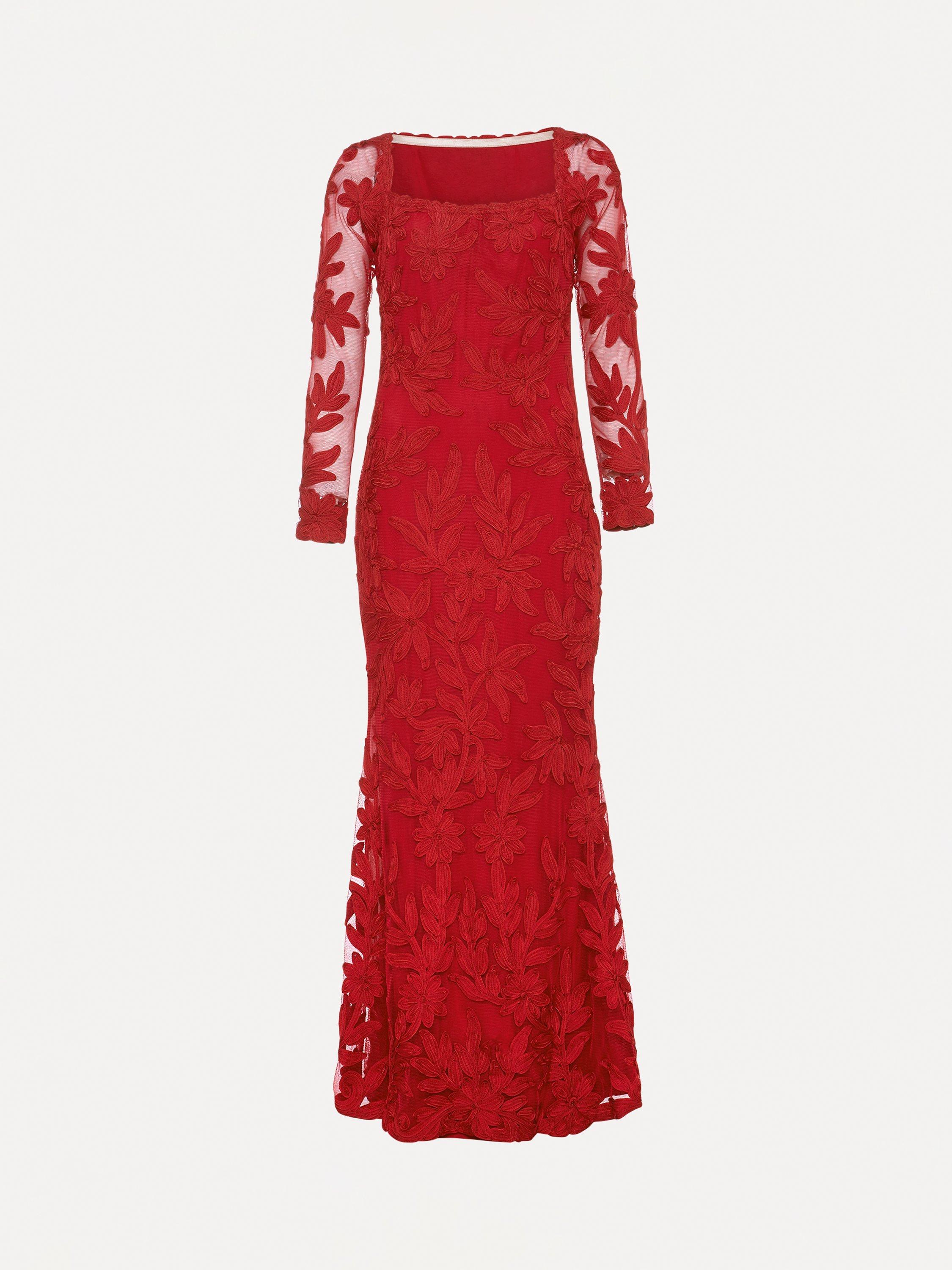 Product image 5 of 7, which shows Phase Eight Alicia Tapework Lace Dress, Scarlet, 6