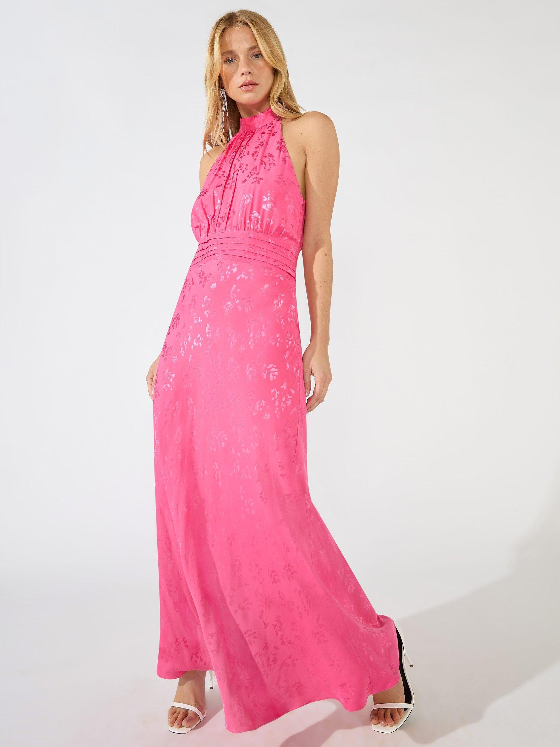 Ro Zo Camilla Jacquard Satin Keyhole Dress Pink