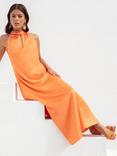 Ro&Zo Satin Twist Neck Midi Dress, Orange