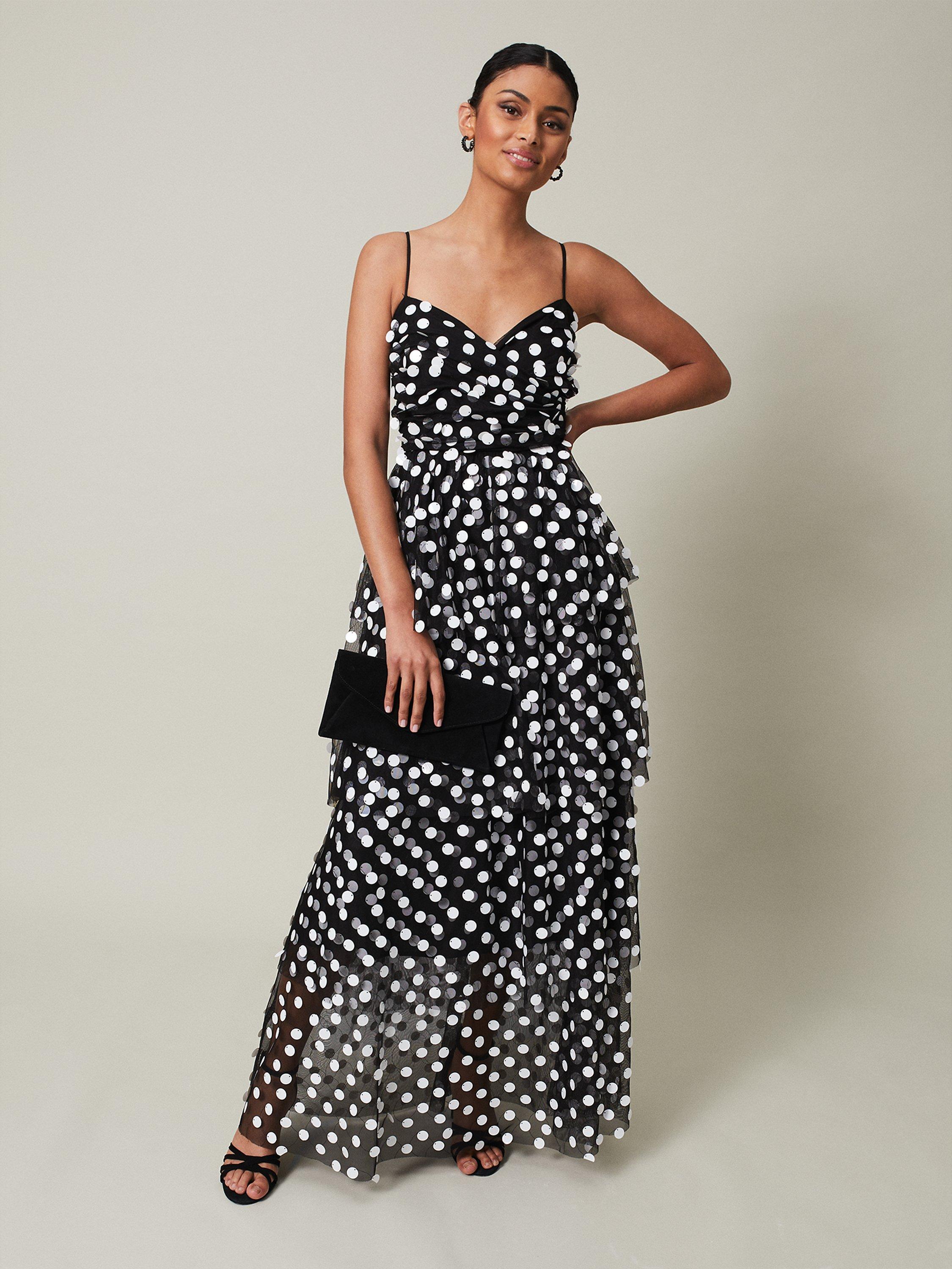 Phase Eight Avianna Spot Dress Black Ivory