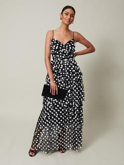 Phase Eight Avianna Spot Dress, Black/Ivory, Black/Ivory