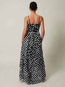 Phase Eight Avianna Spot Dress, Black/Ivory - view 2, Black/Ivory
