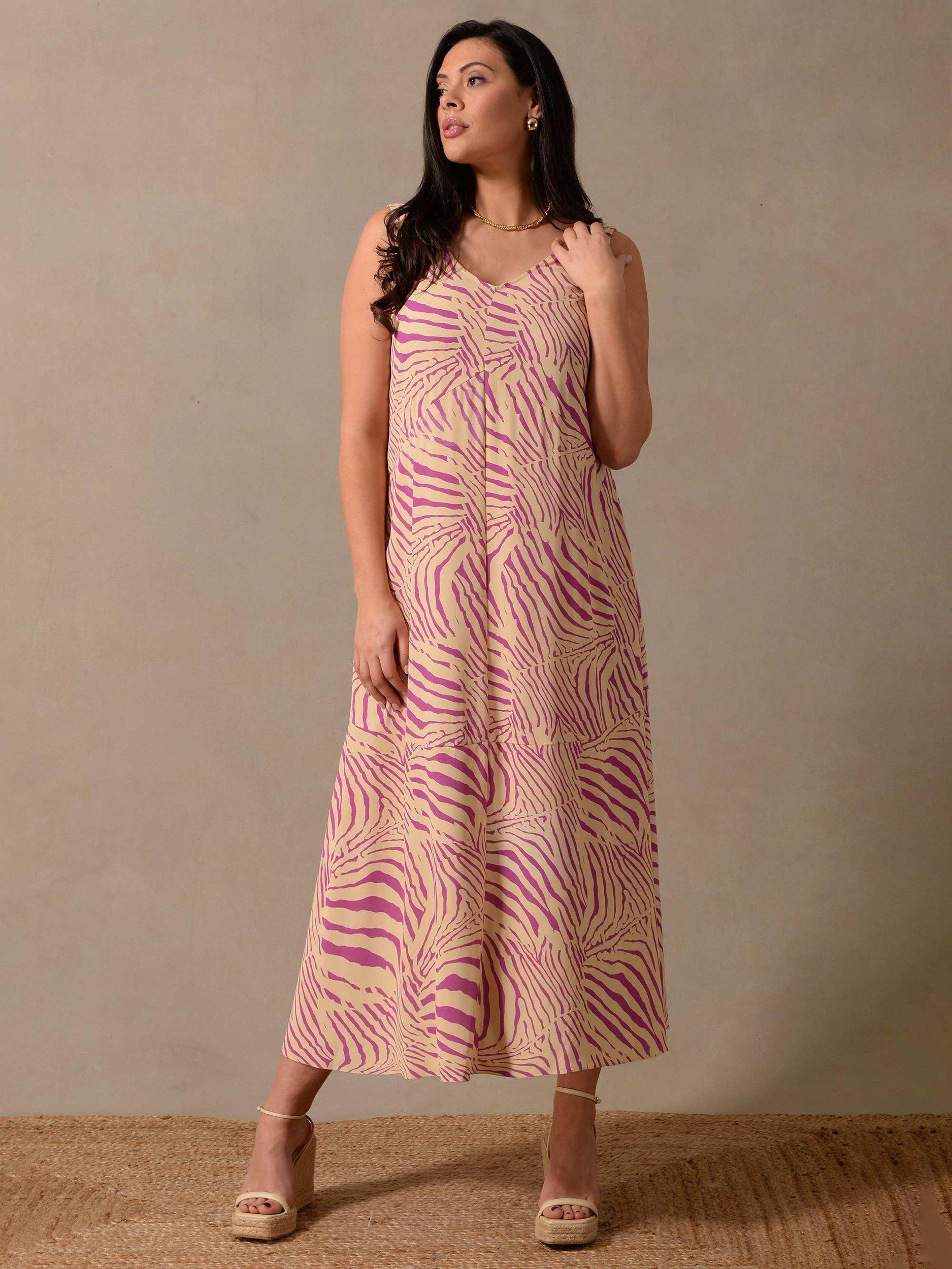 Live Unlimited Curve Zebra Print Dress, Purple