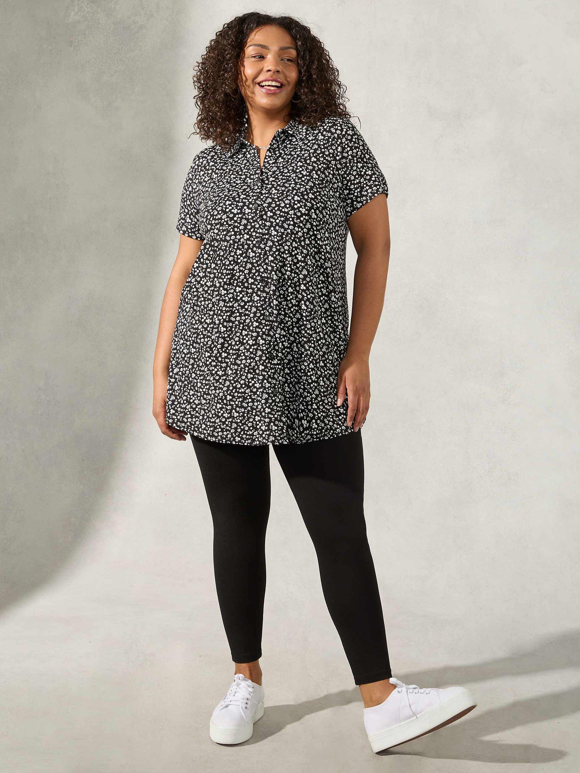 Live Unlimited Curve Plain Cotton Blend Leggings, Black