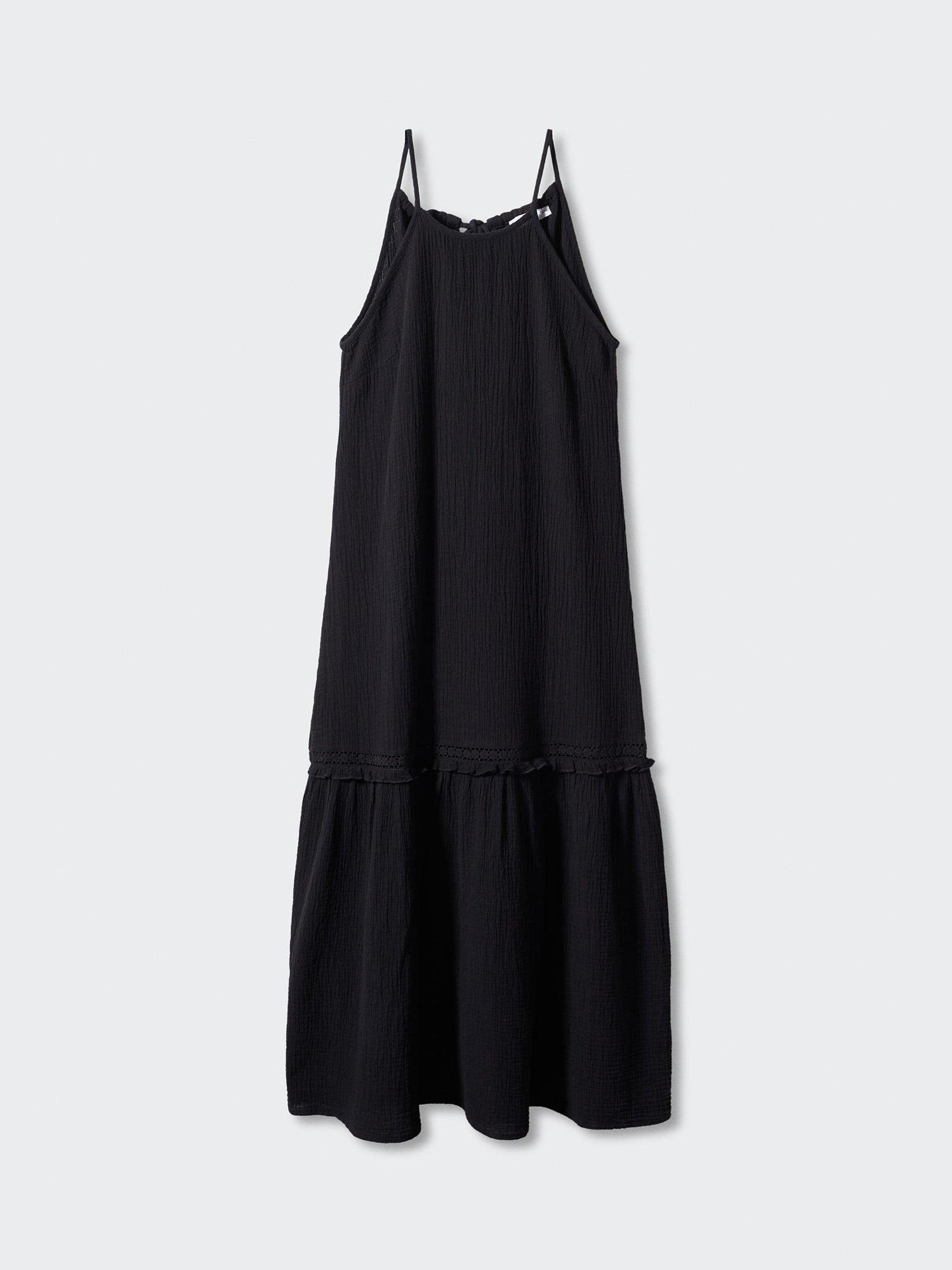 Mango Bambula Tiered Maxi Dress, Black