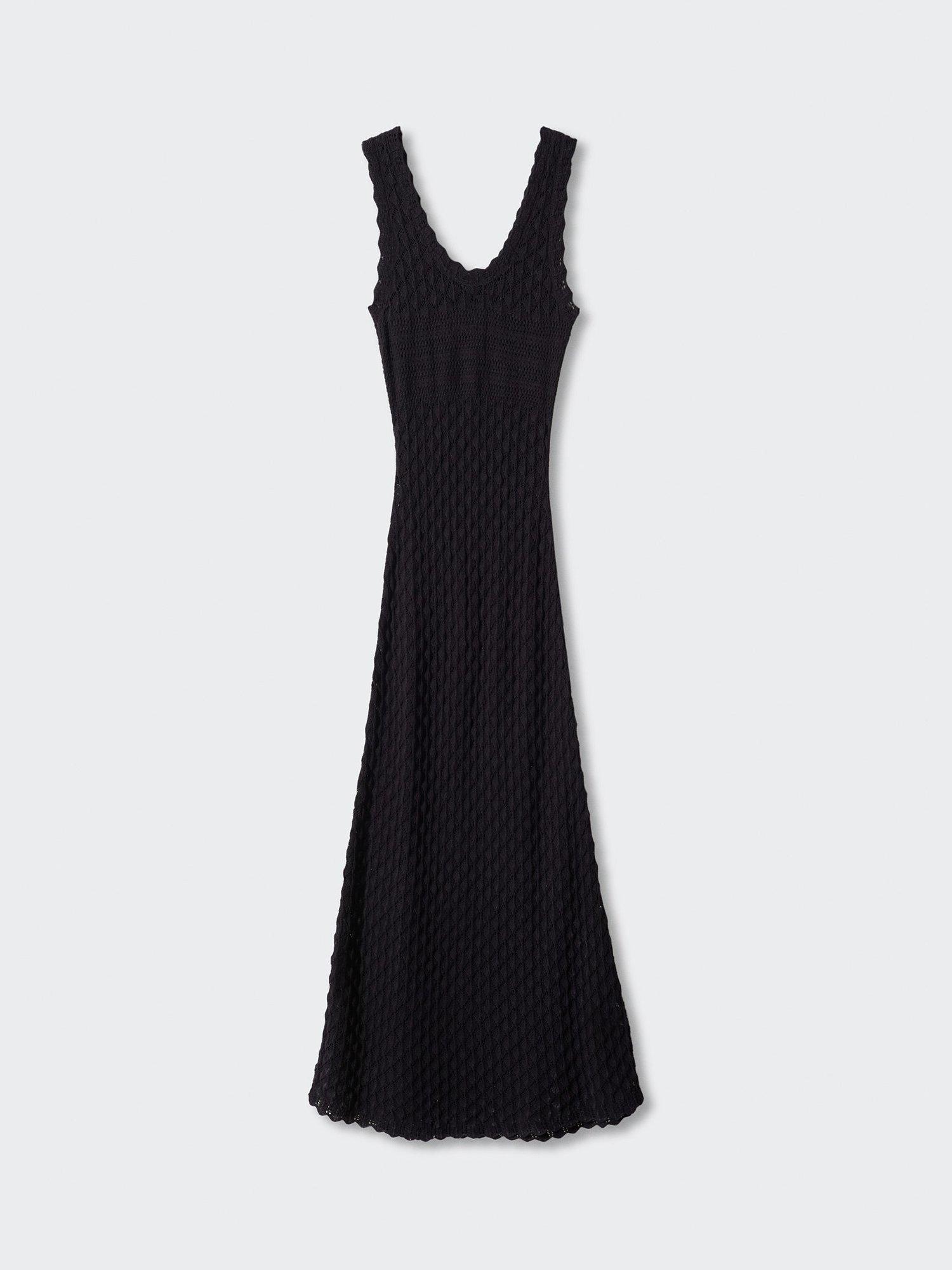 Mango Rustin Open-Work Long Dress, Black