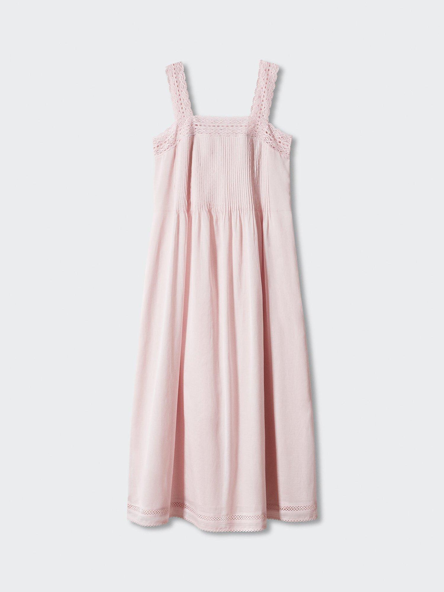 Mango Nube Embroidered Dress, Pastel Pink