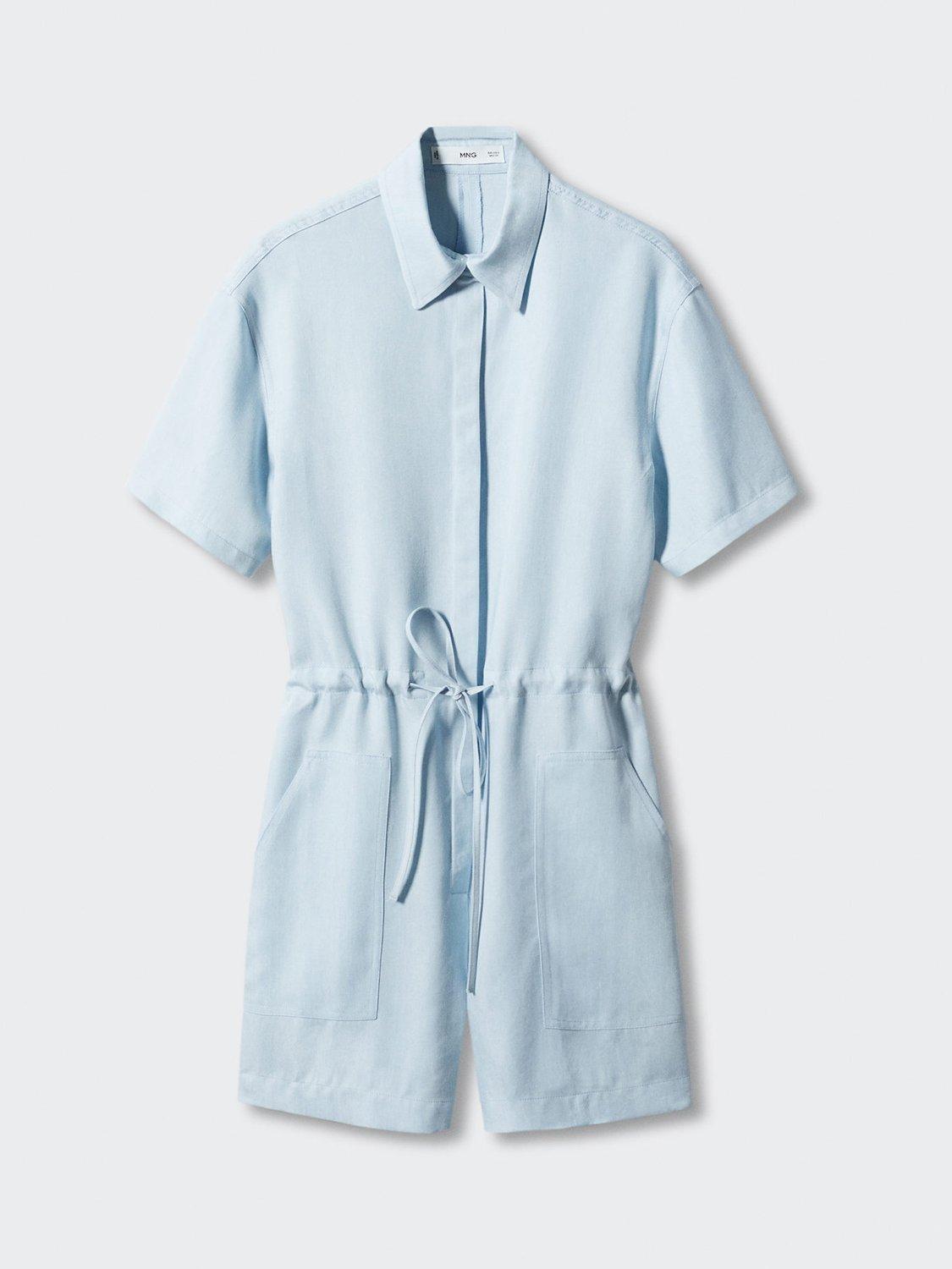 Mango Myko Lyocell Playsuit, Open Blue