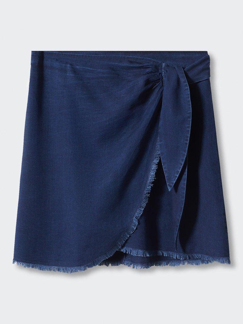 Mango Myko Crossed Mini Skirt, Open Blue