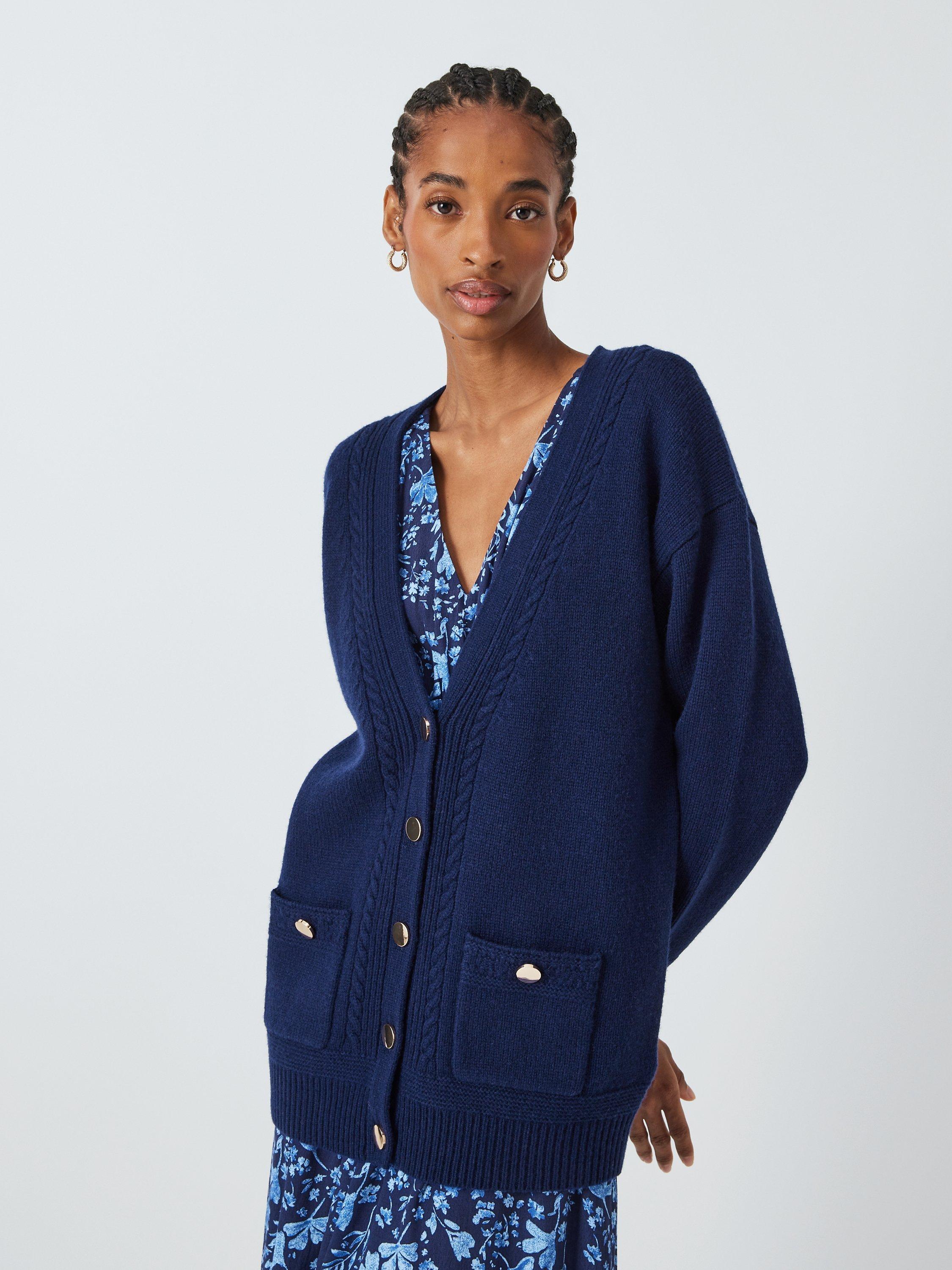 John Lewis Wool Longline Cardigan, Navy