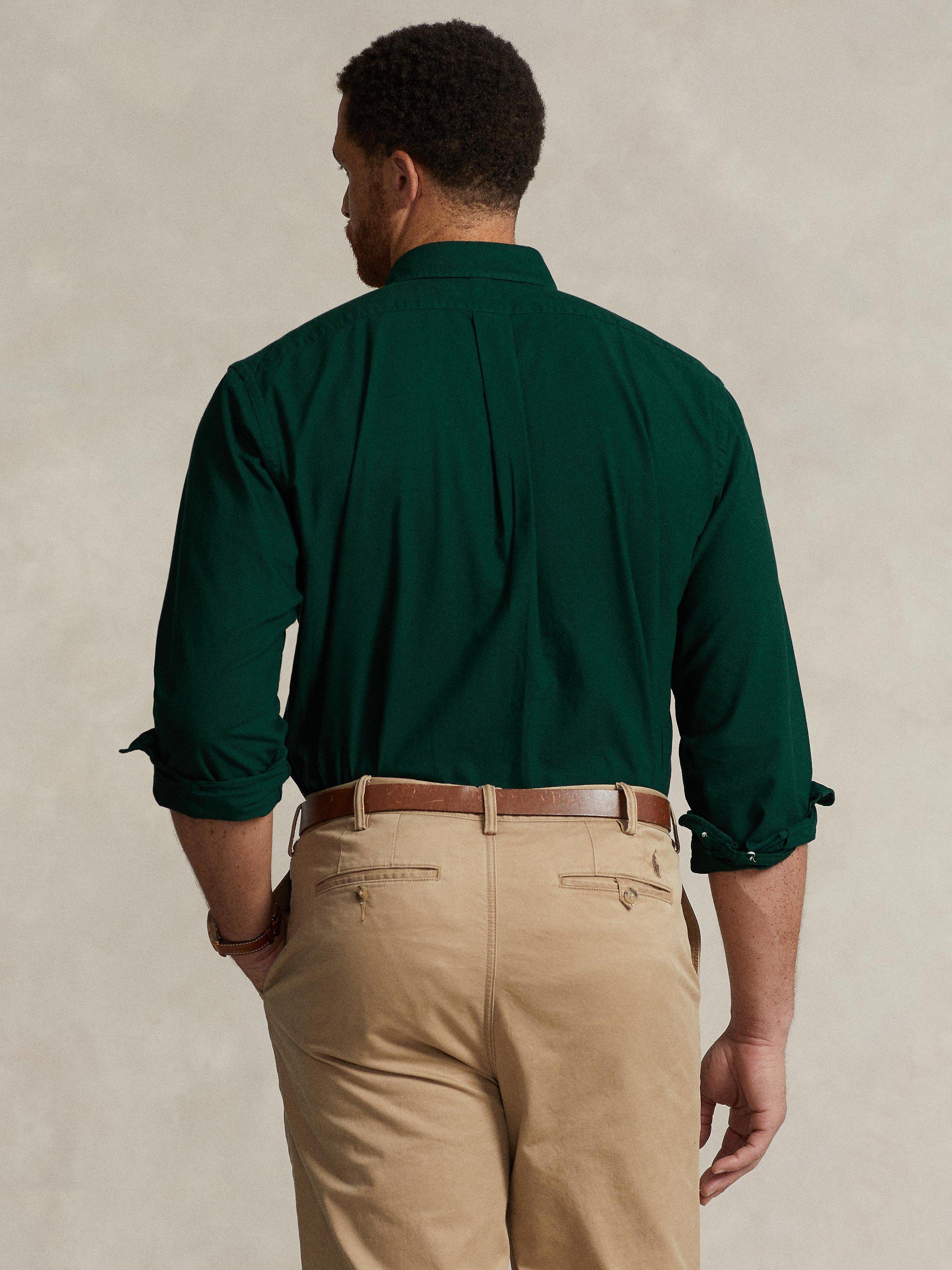 Product image 2 of 4, which shows Polo Ralph Lauren Big & Tall Garment-Dyed Oxford Shirt, Hunt Club Green, 1XB