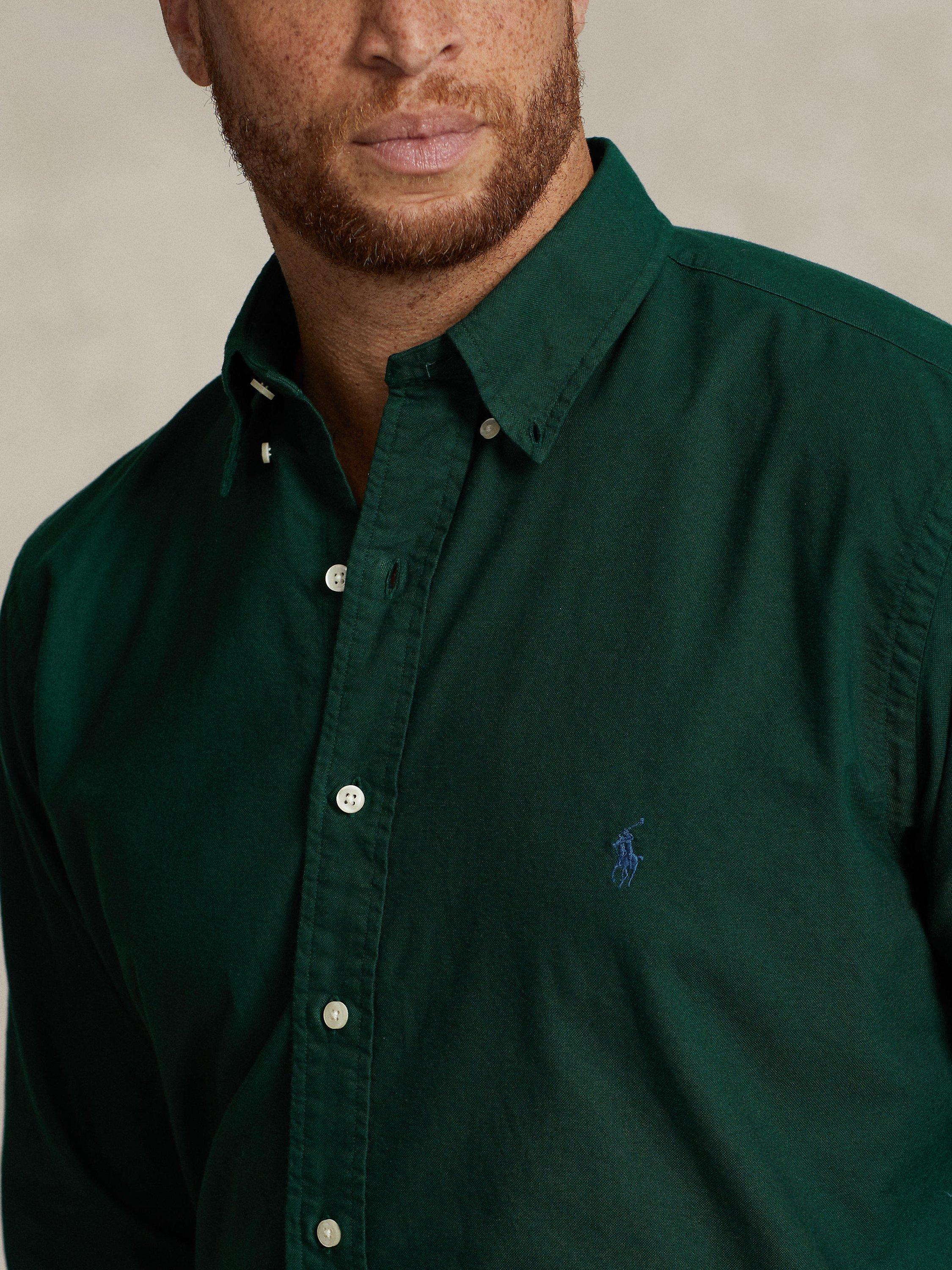 Product image 3 of 4, which shows Polo Ralph Lauren Big & Tall Garment-Dyed Oxford Shirt, Hunt Club Green, 1XB