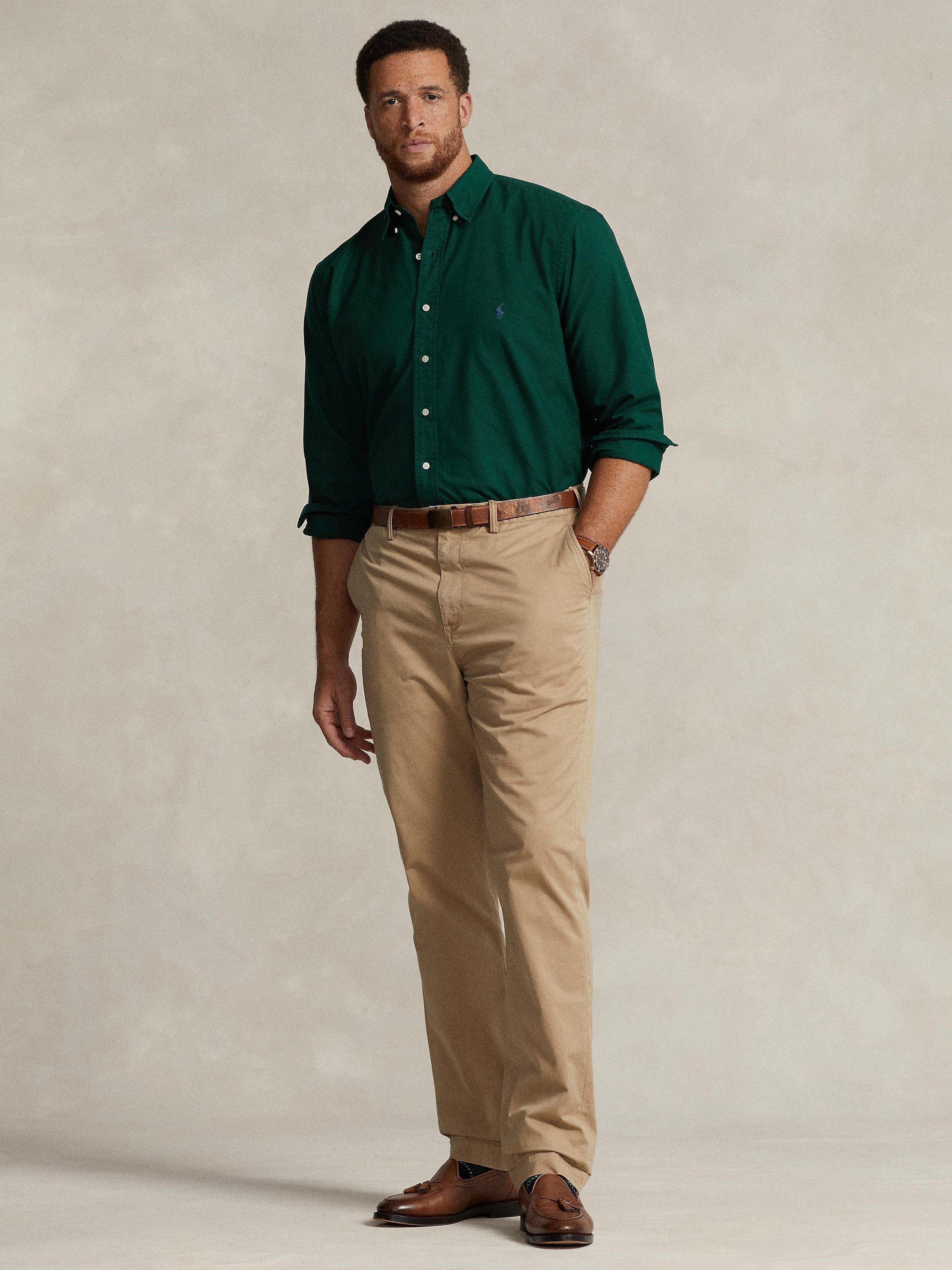 Product image 4 of 4, which shows Polo Ralph Lauren Big & Tall Garment-Dyed Oxford Shirt, Hunt Club Green, 1XB