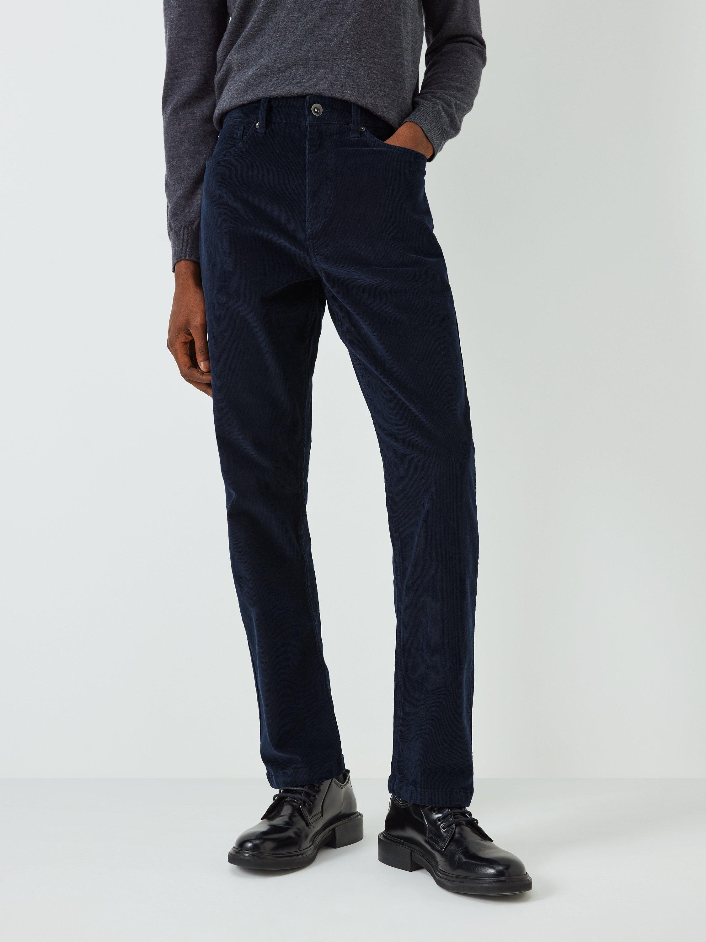 John Lewis Cotton Stretch Needle Cord Trousers, Navy