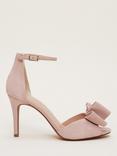 Suede Bow Front High Heel Sandals, Antique Rose