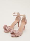 Suede Bow Front High Heel Sandals, Antique Rose