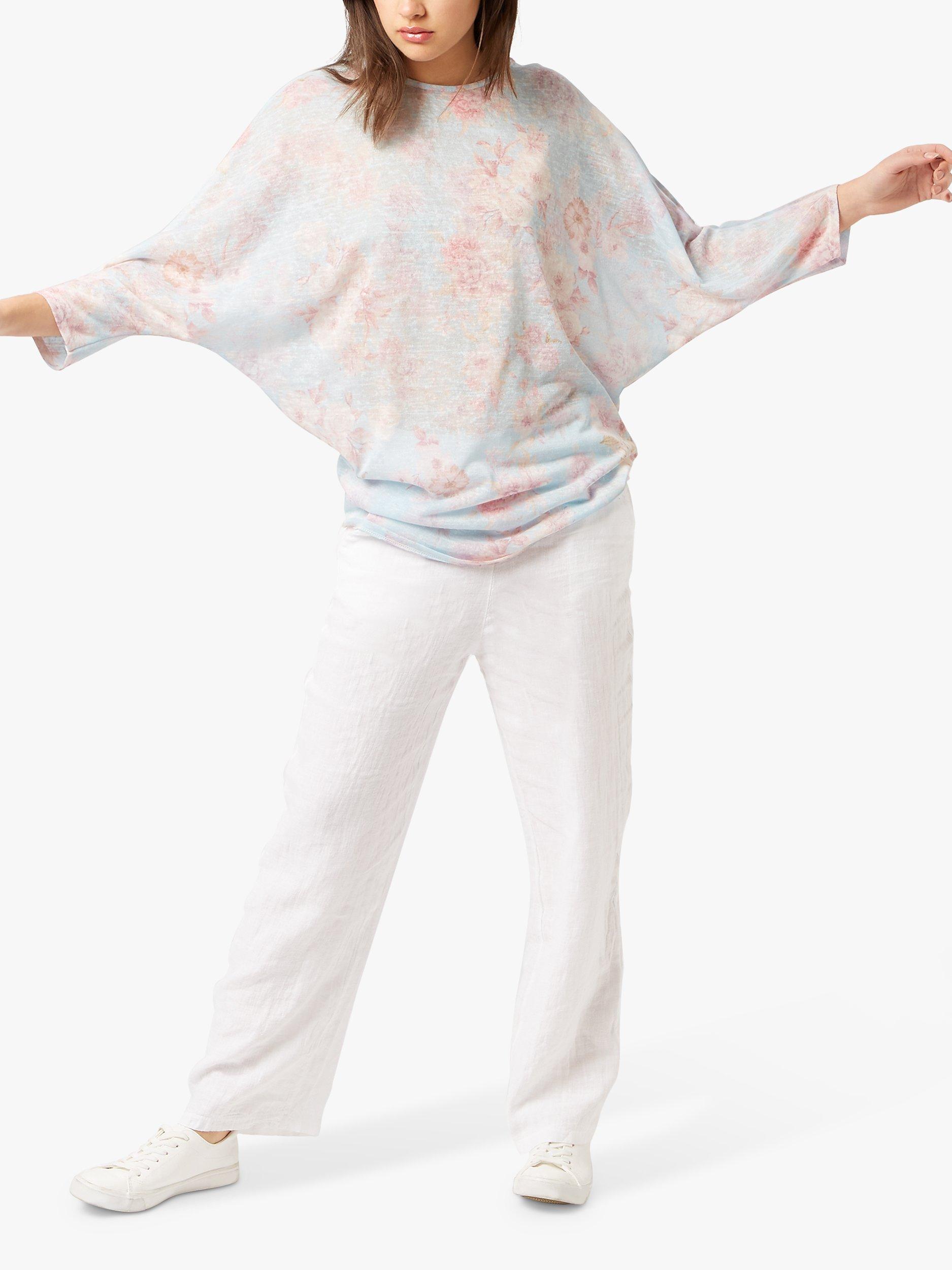 James Lakeland Batwing Scoop Neck Top, Blue Floral