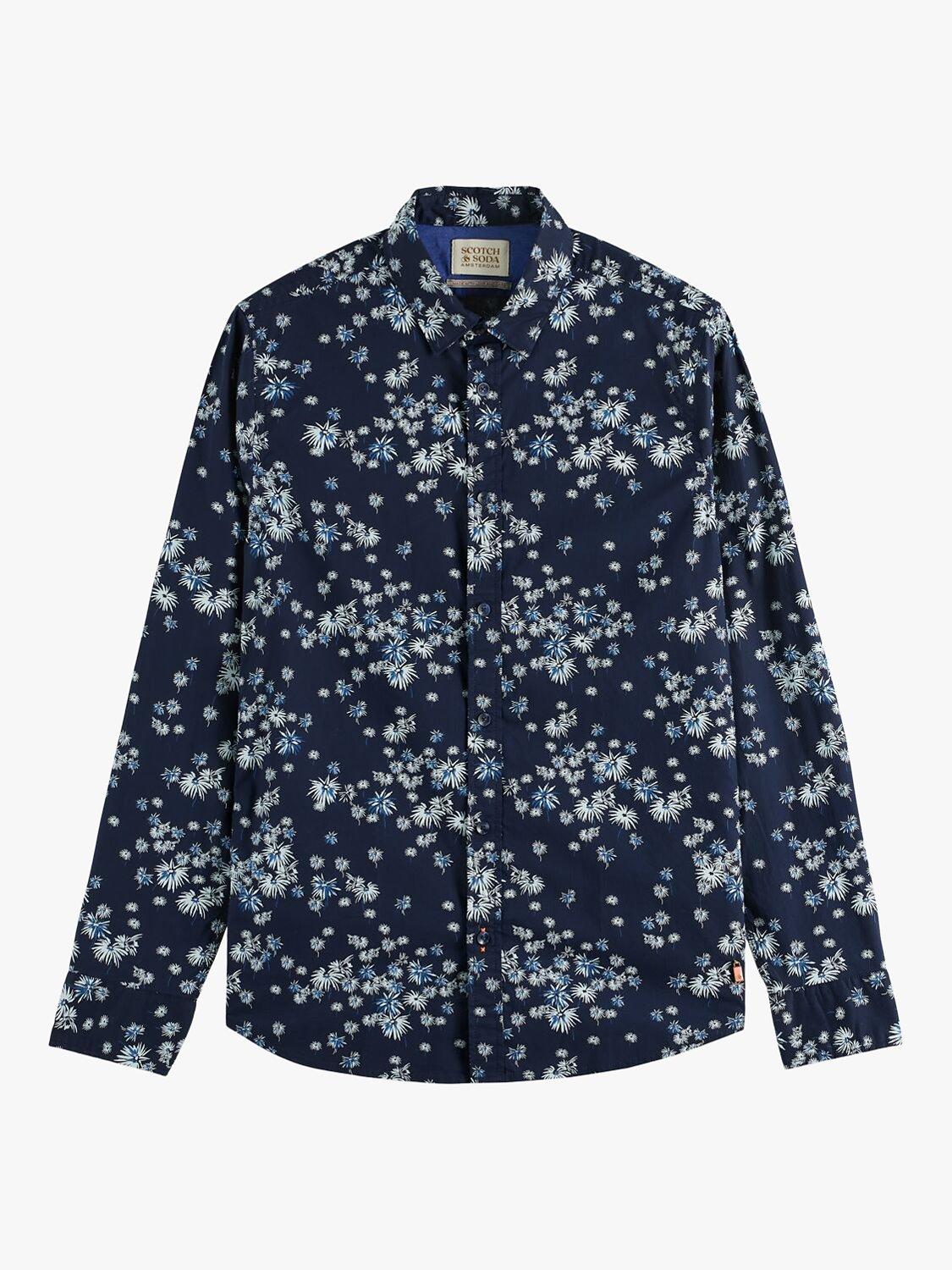 Product image 1 of 2, which shows Scotch & Soda Slim Fit Printed Poplin Shirt, 5719 - Blue Fireworks, S