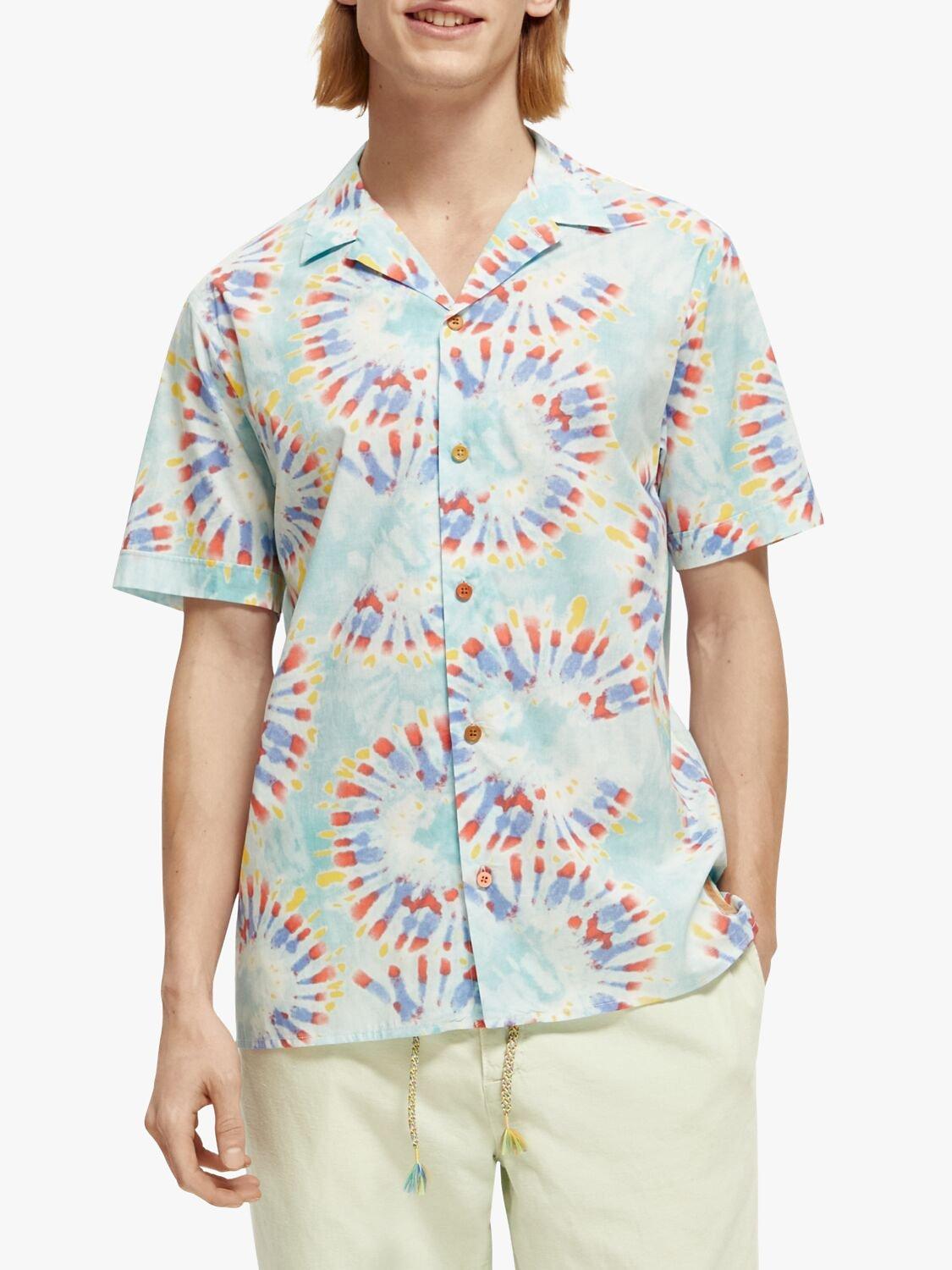 Product image 1 of 6, which shows Scotch & Soda Organic Cotton Voile Printed Shirt, 5726 Mint Tie Dye, M