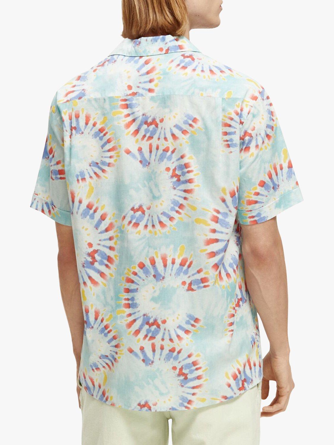 Product image 2 of 6, which shows Scotch & Soda Organic Cotton Voile Printed Shirt, 5726 Mint Tie Dye, M
