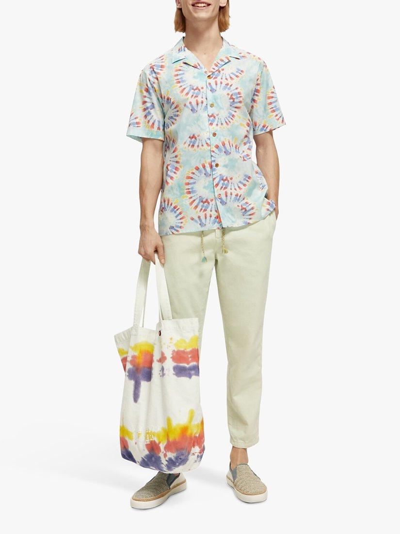 Product image 3 of 6, which shows Scotch & Soda Organic Cotton Voile Printed Shirt, 5726 Mint Tie Dye, M