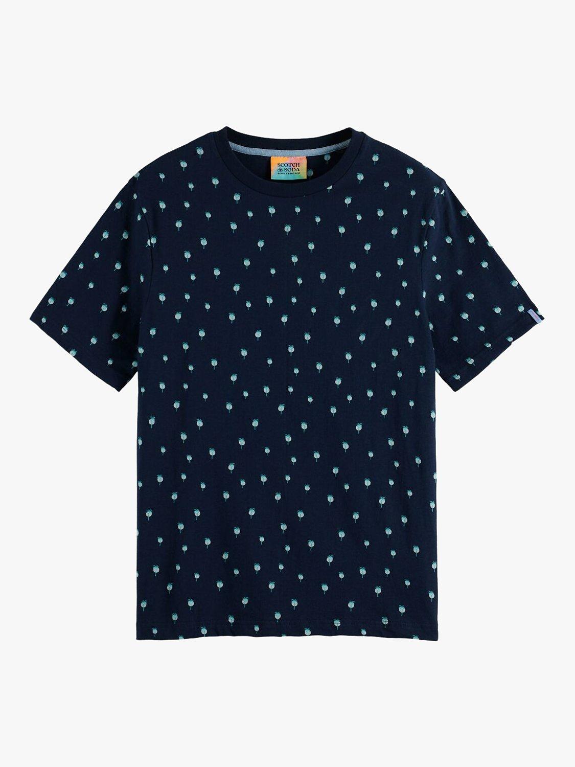 Product image 1 of 3, which shows Scotch & Soda Regular Fit Mini Palm Print T-Shirt, 0004 - Navy, S