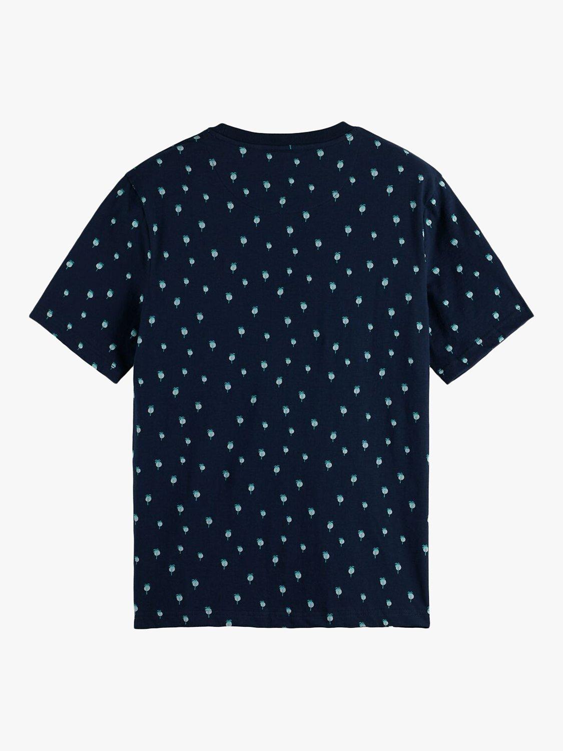 Product image 2 of 3, which shows Scotch & Soda Regular Fit Mini Palm Print T-Shirt, 0004 - Navy, S