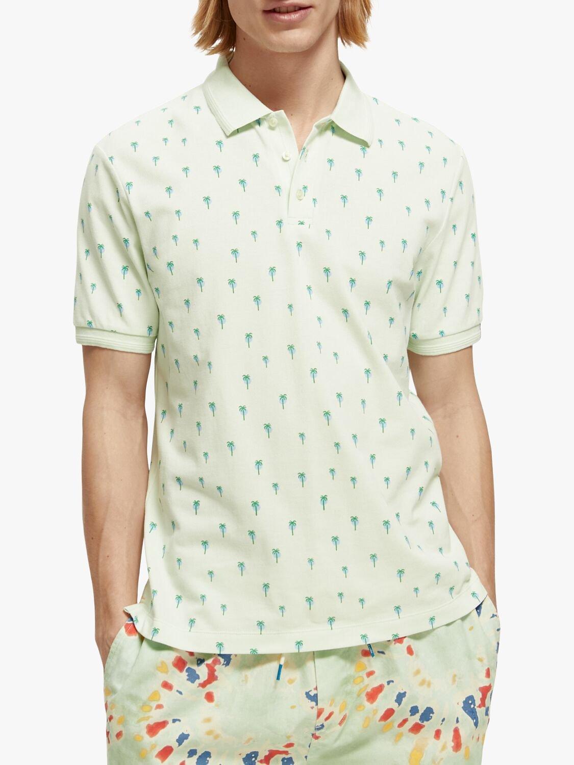 Scotch & Soda Mini Palm Print Polo Top, Mint