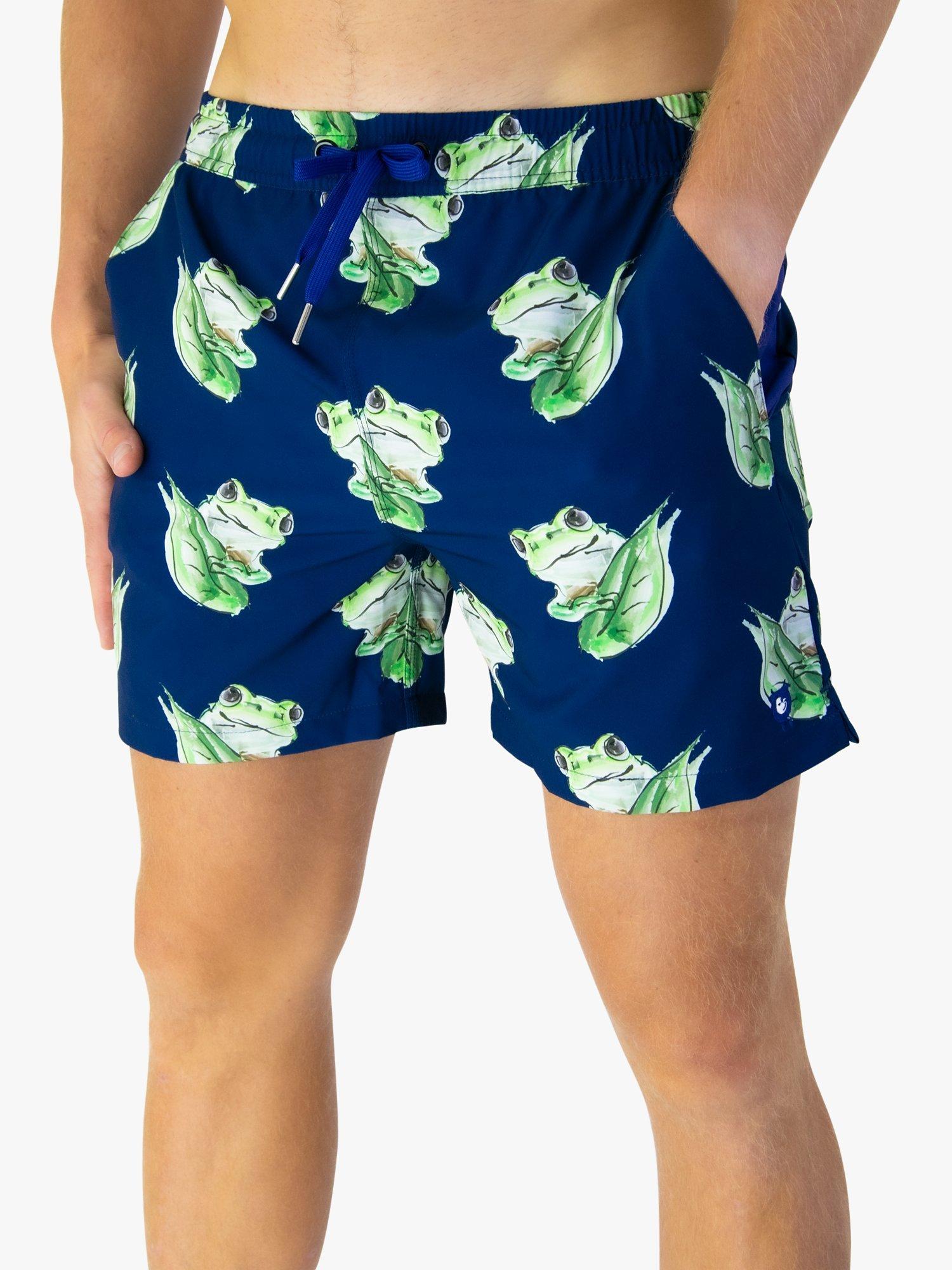 Randy Cow Frogs Print Swim Shorts, Blue/Multi