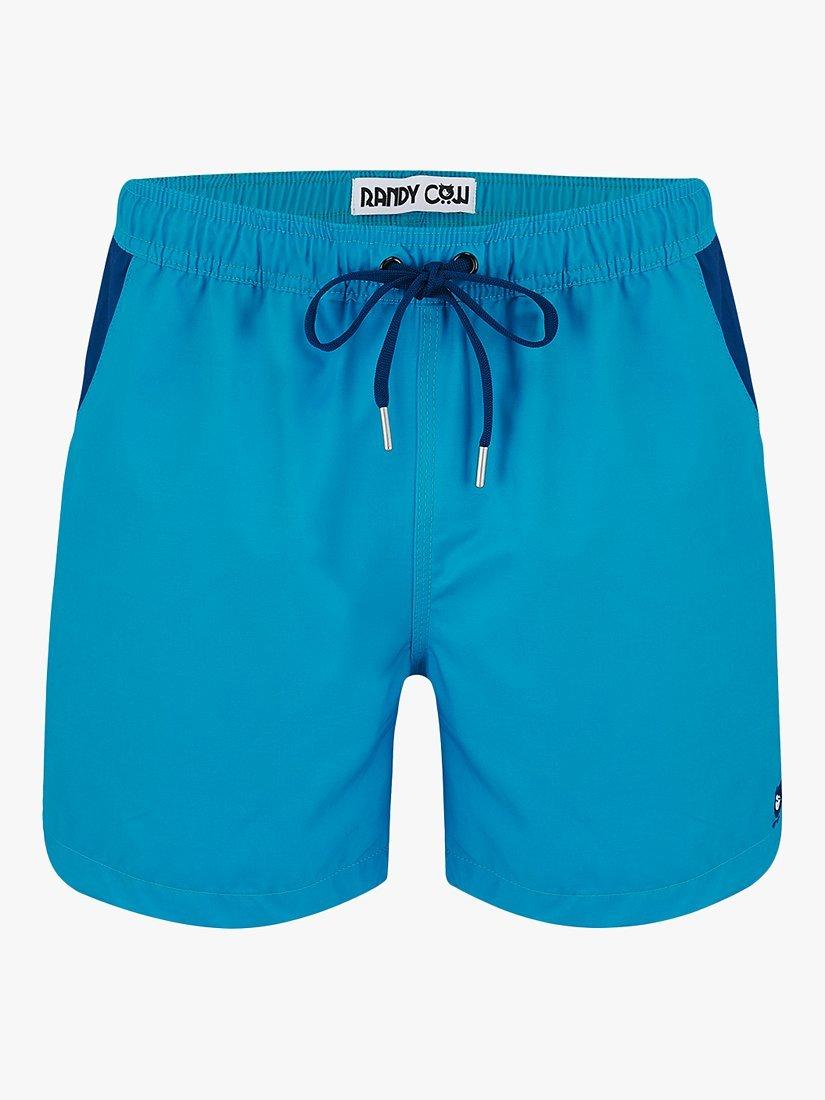 Randy Cow Swim Shorts with Waterproof Pocket, Aquamarine