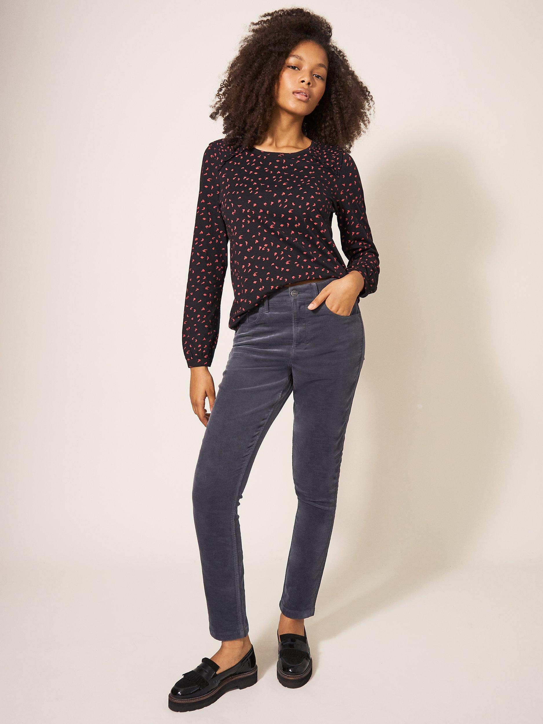 White Stuff Amelia Skinny Cord Trousers, Mid Grey