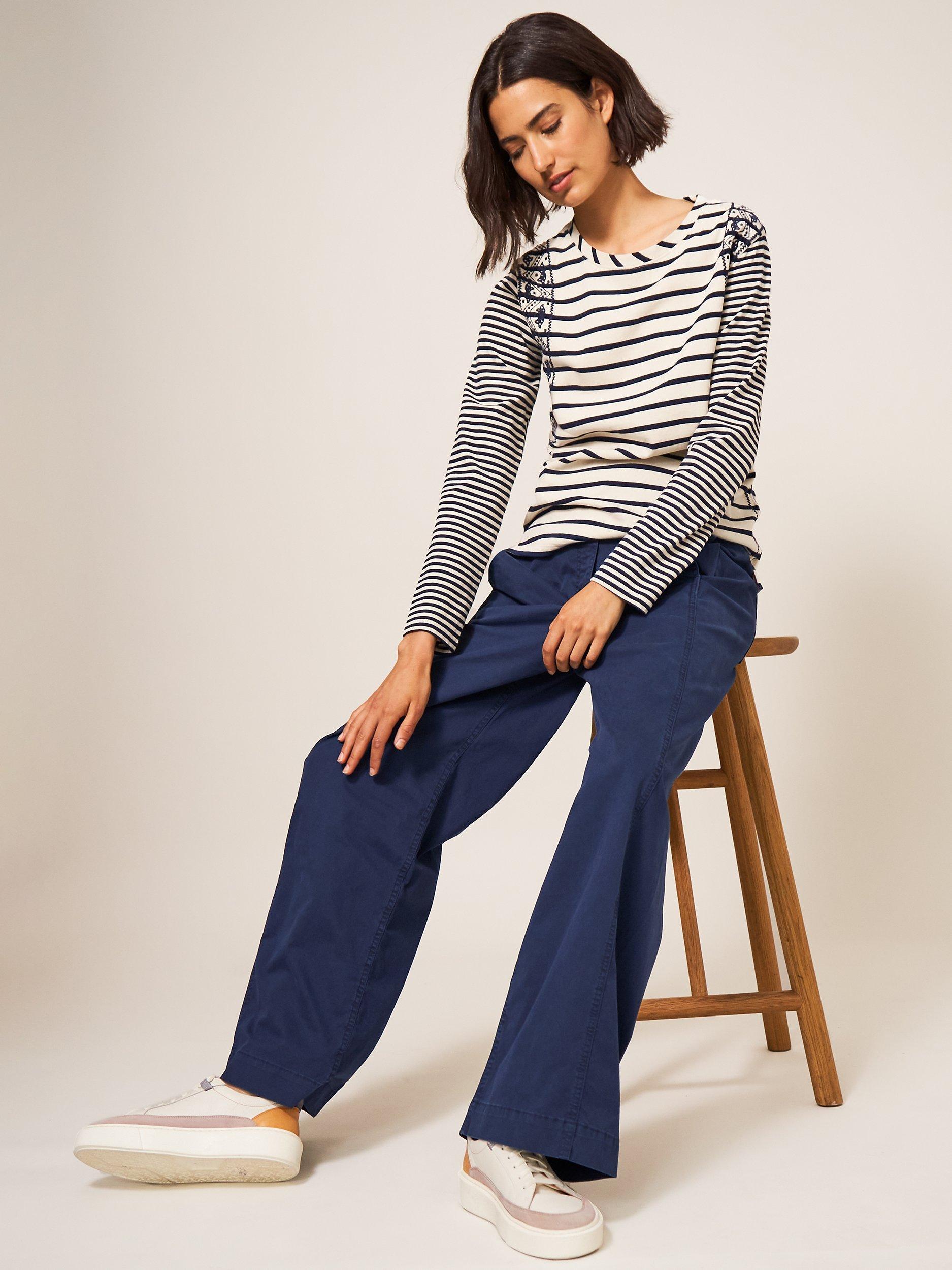 White Stuff Paulette Wide Leg Trousers, Dark Navy