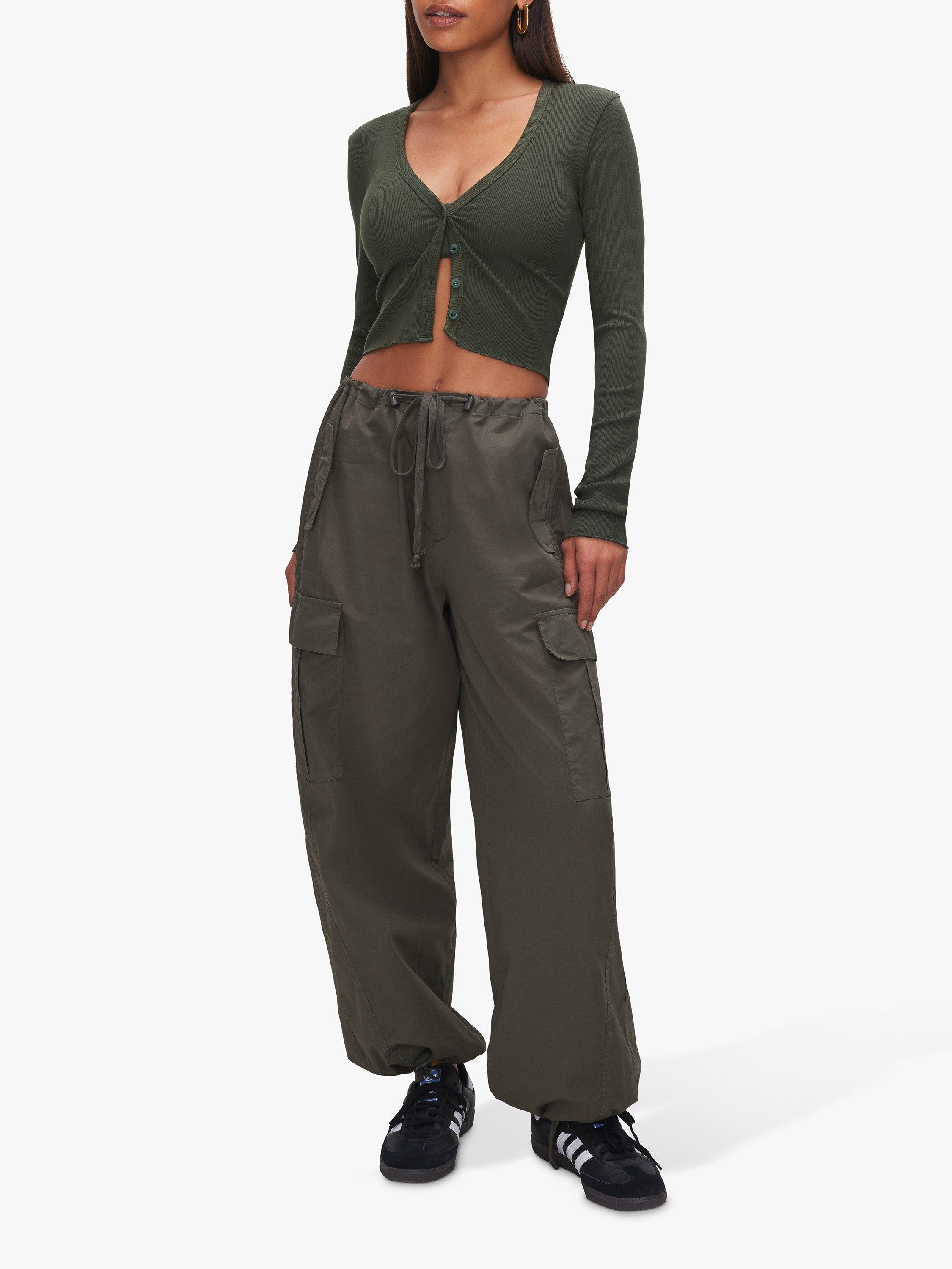Good American Parachute Cargo Trousers, Fatigue Grey