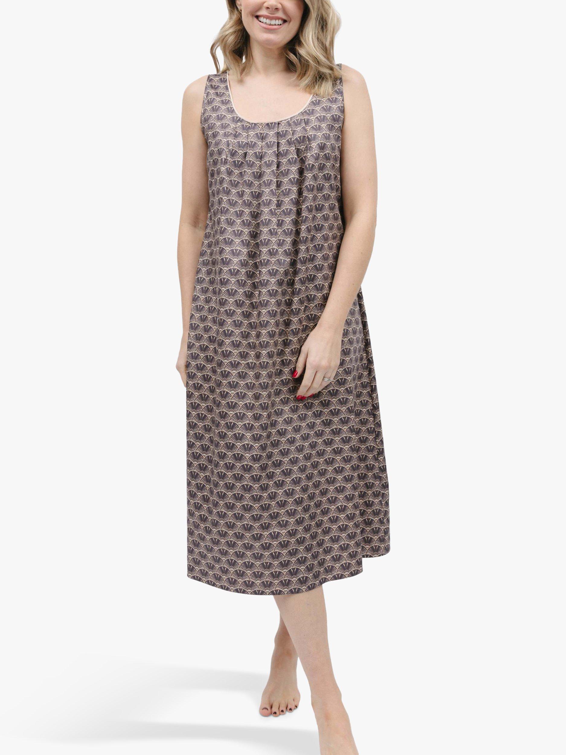 Product image 1 of 4, which shows Cyberjammies Lana Geometric Sleeveless Nightdress, Brown, 18