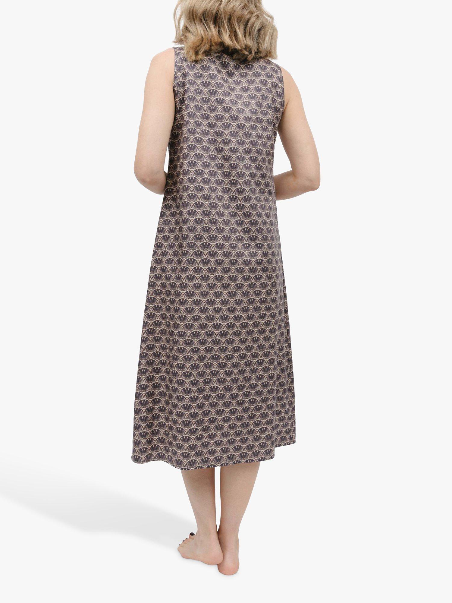 Product image 2 of 4, which shows Cyberjammies Lana Geometric Sleeveless Nightdress, Brown, 18