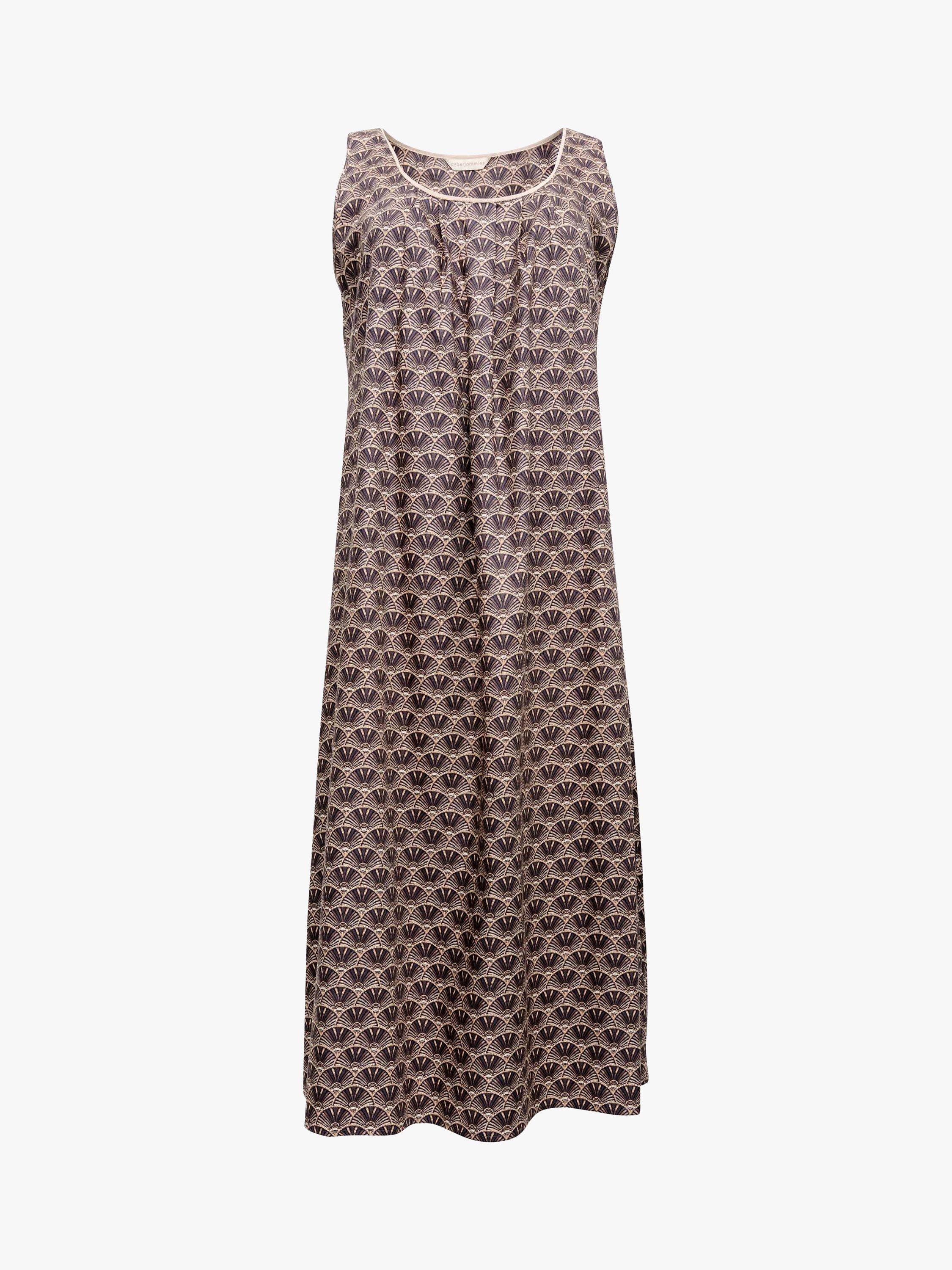 Product image 3 of 4, which shows Cyberjammies Lana Geometric Sleeveless Nightdress, Brown, 18