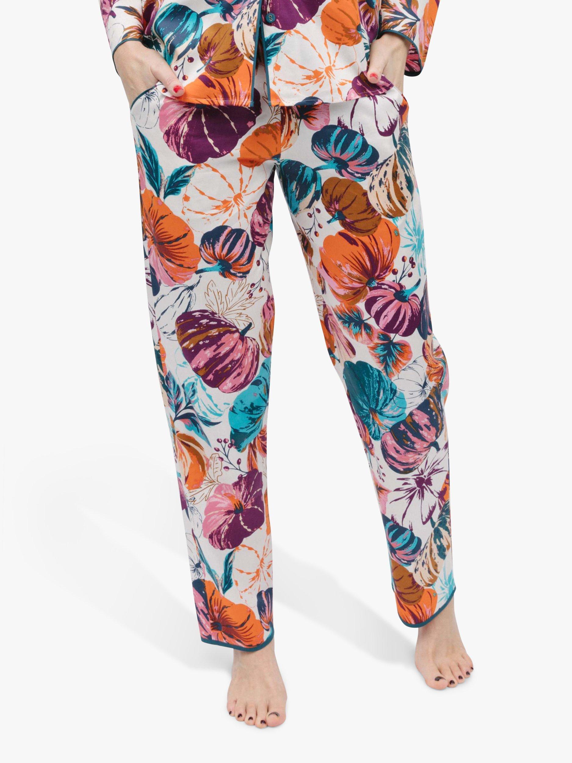 Product image 1 of 4, which shows Cyberjammies Pumpkin Print Pyjama Bottoms, Cream Mix, 14