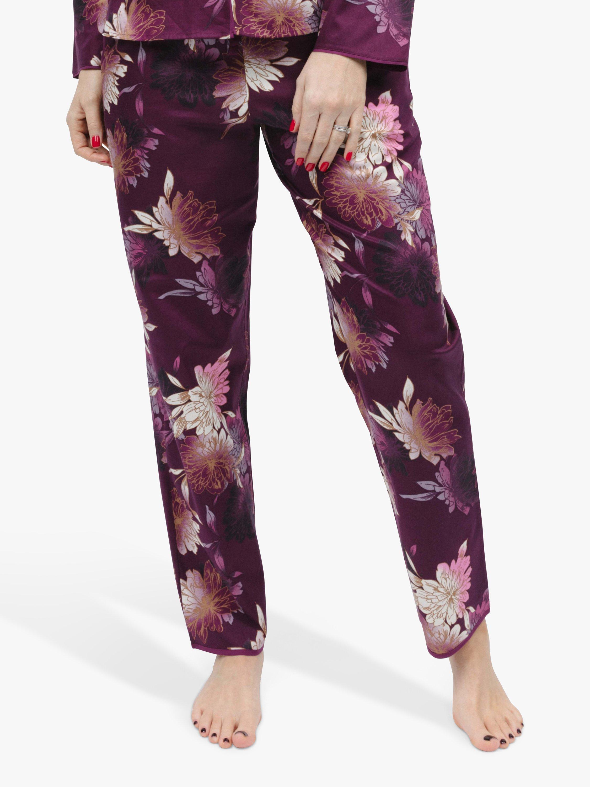 Product image 1 of 4, which shows Cyberjammies Magenta Floral Print Pyjama Bottoms, Dark Magenta, 12