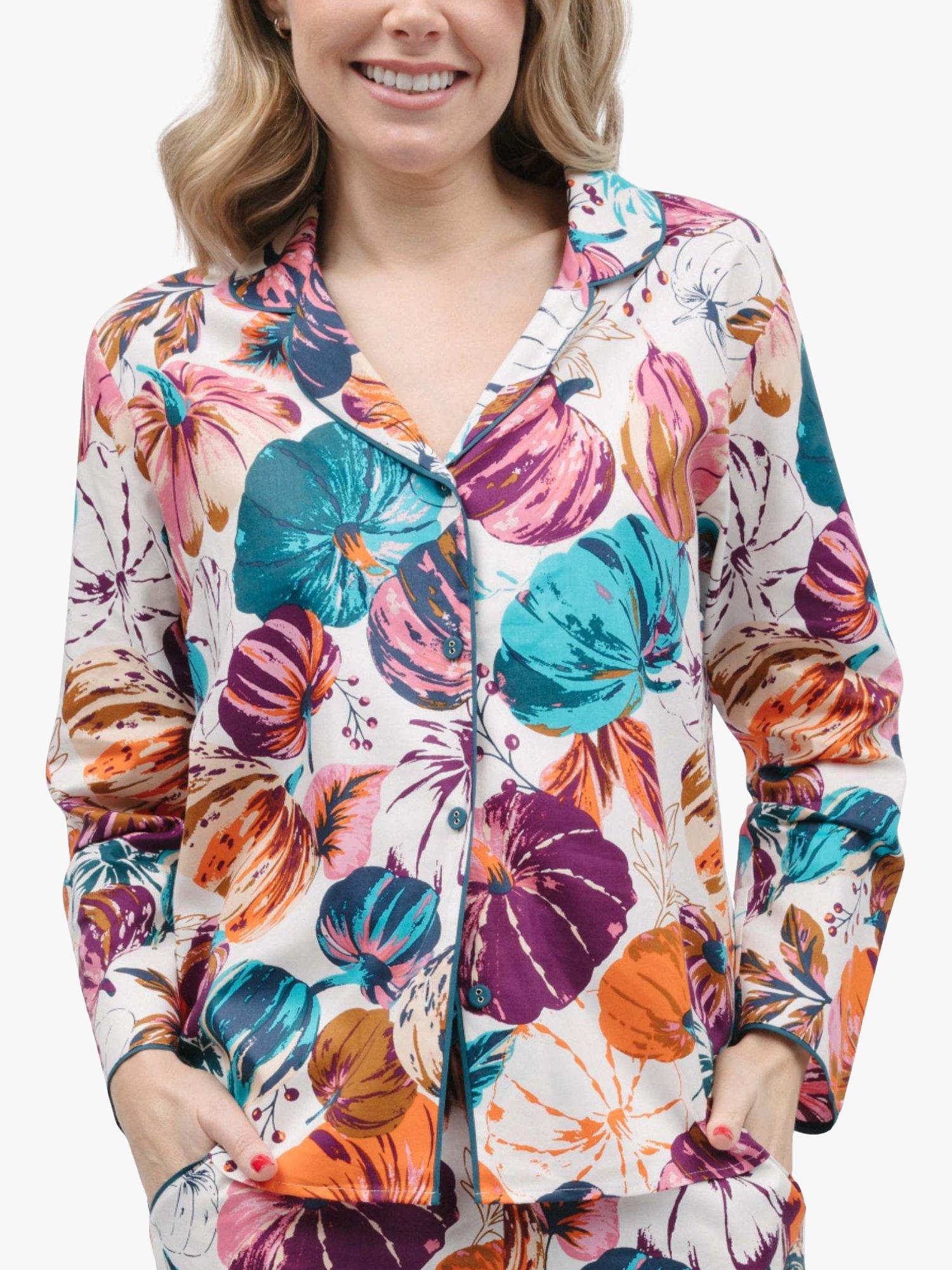 Product image 1 of 4, which shows Cyberjammies Pumpkin Print Pyjama Top, Cream Mix, 20