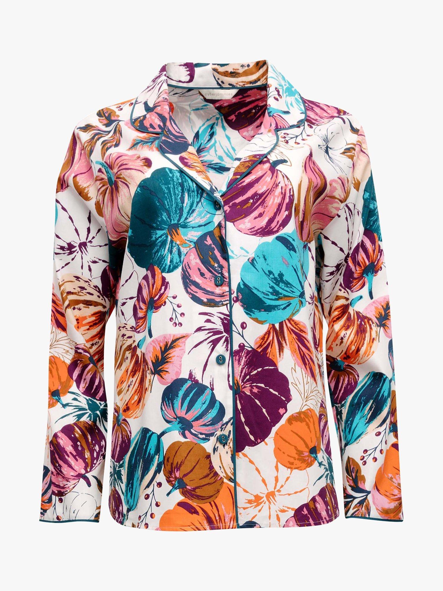 Product image 3 of 4, which shows Cyberjammies Pumpkin Print Pyjama Top, Cream Mix, 20