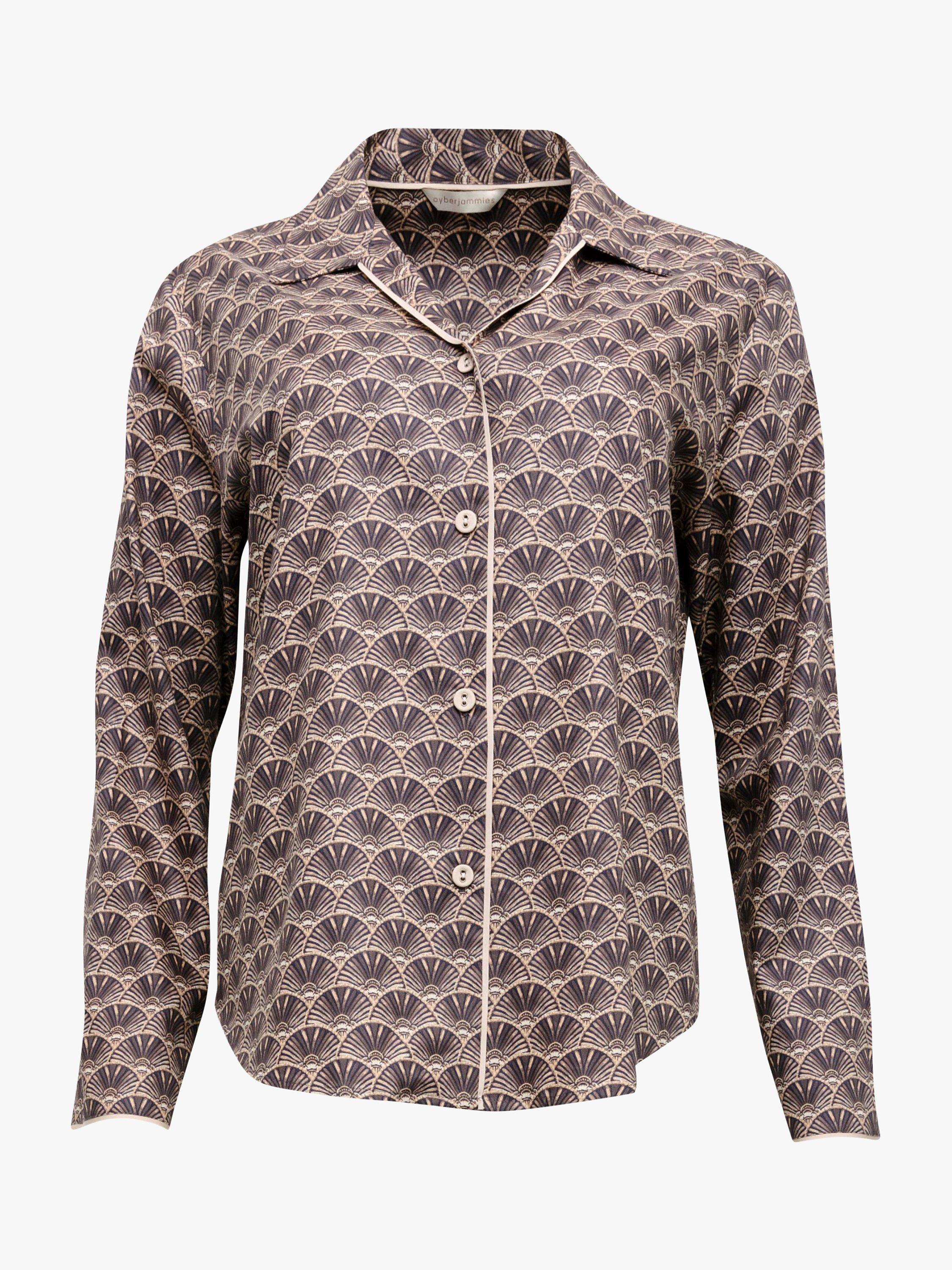 Product image 3 of 4, which shows Cyberjammies Geo Print Pyjama Top, Brown, 8