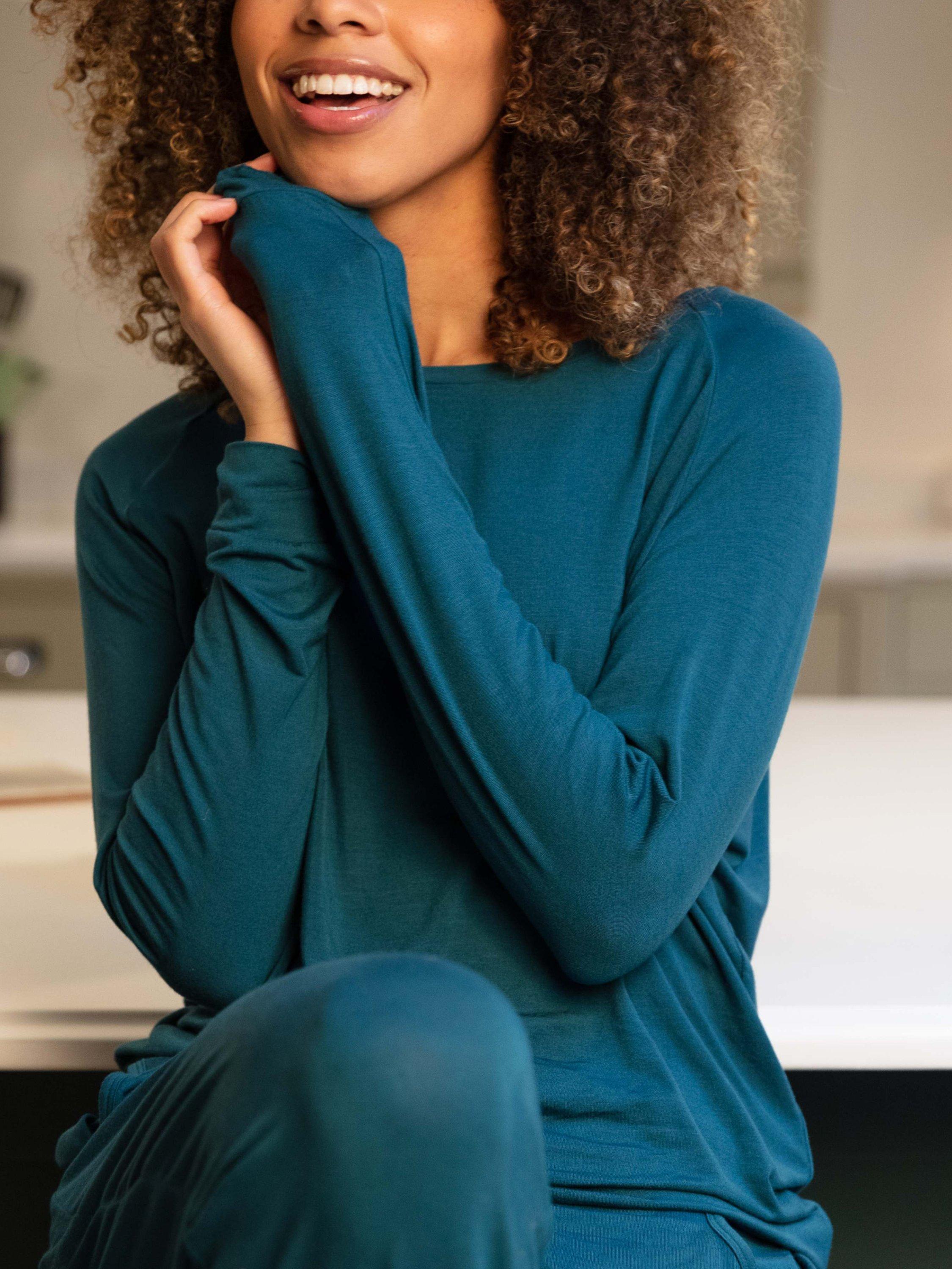 Product image 4 of 4, which shows Cyberjammies Long Sleeve Knit Slouch Top, Teal, 8