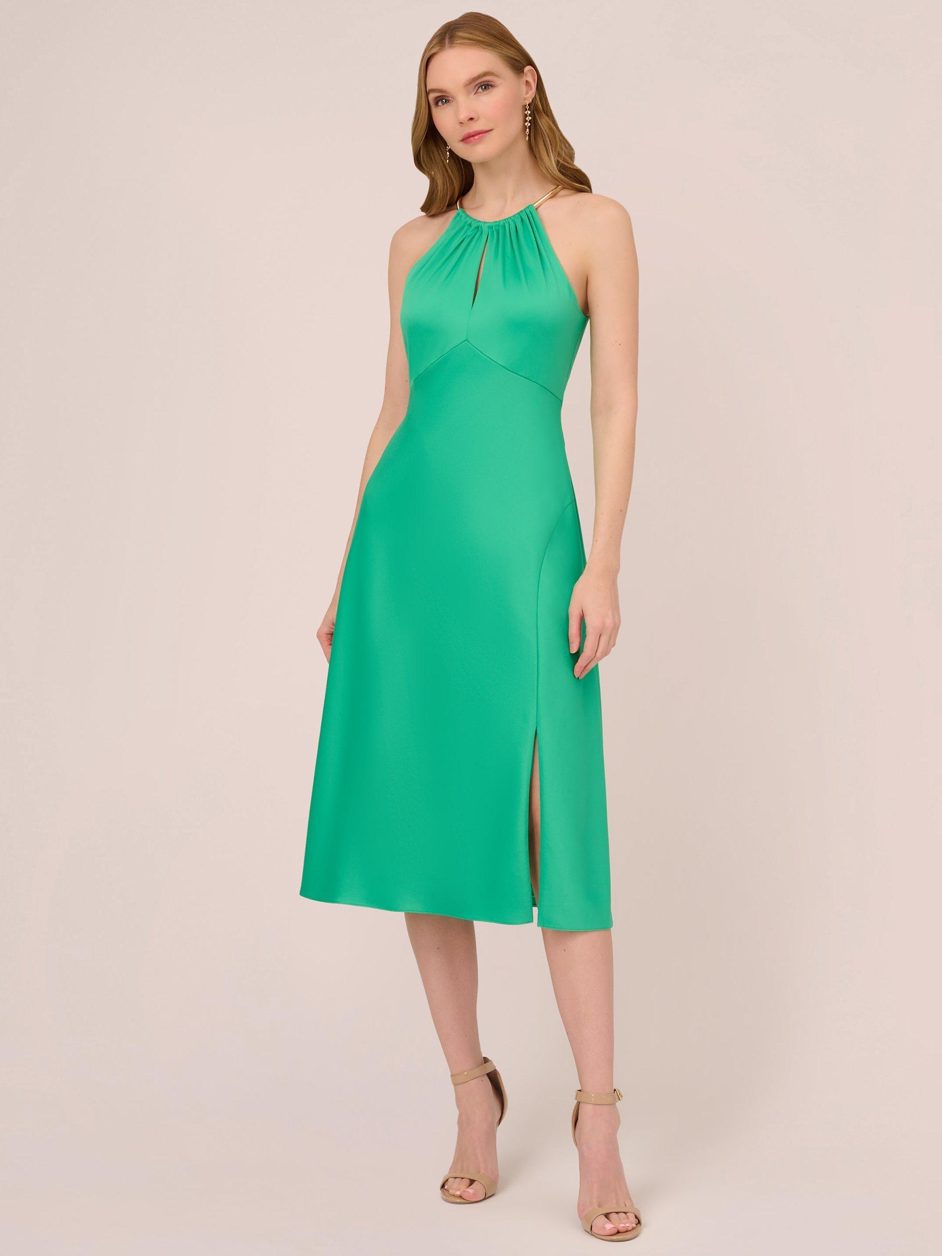 Adrianna Papell Satin Crepe Halterneck Dress, Flora