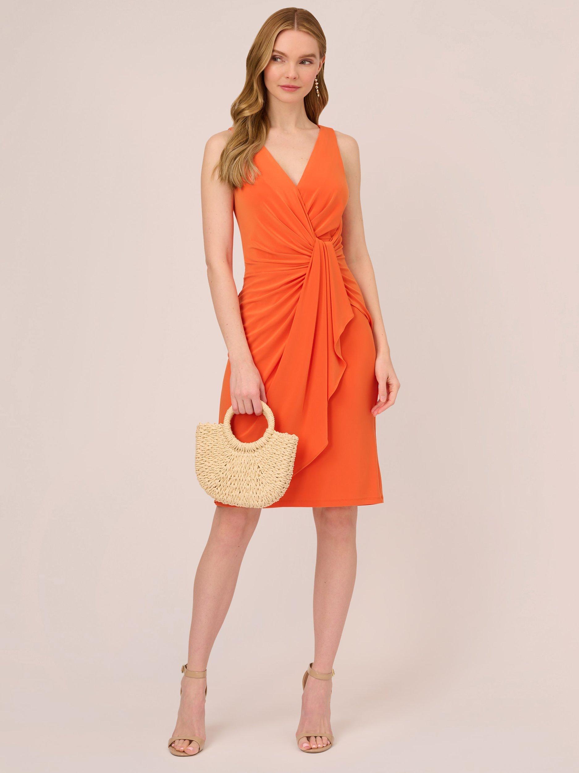 Product image 4 of 7, which shows Adrianna Papell Jersey Draped Dress, Tigerlily, 6